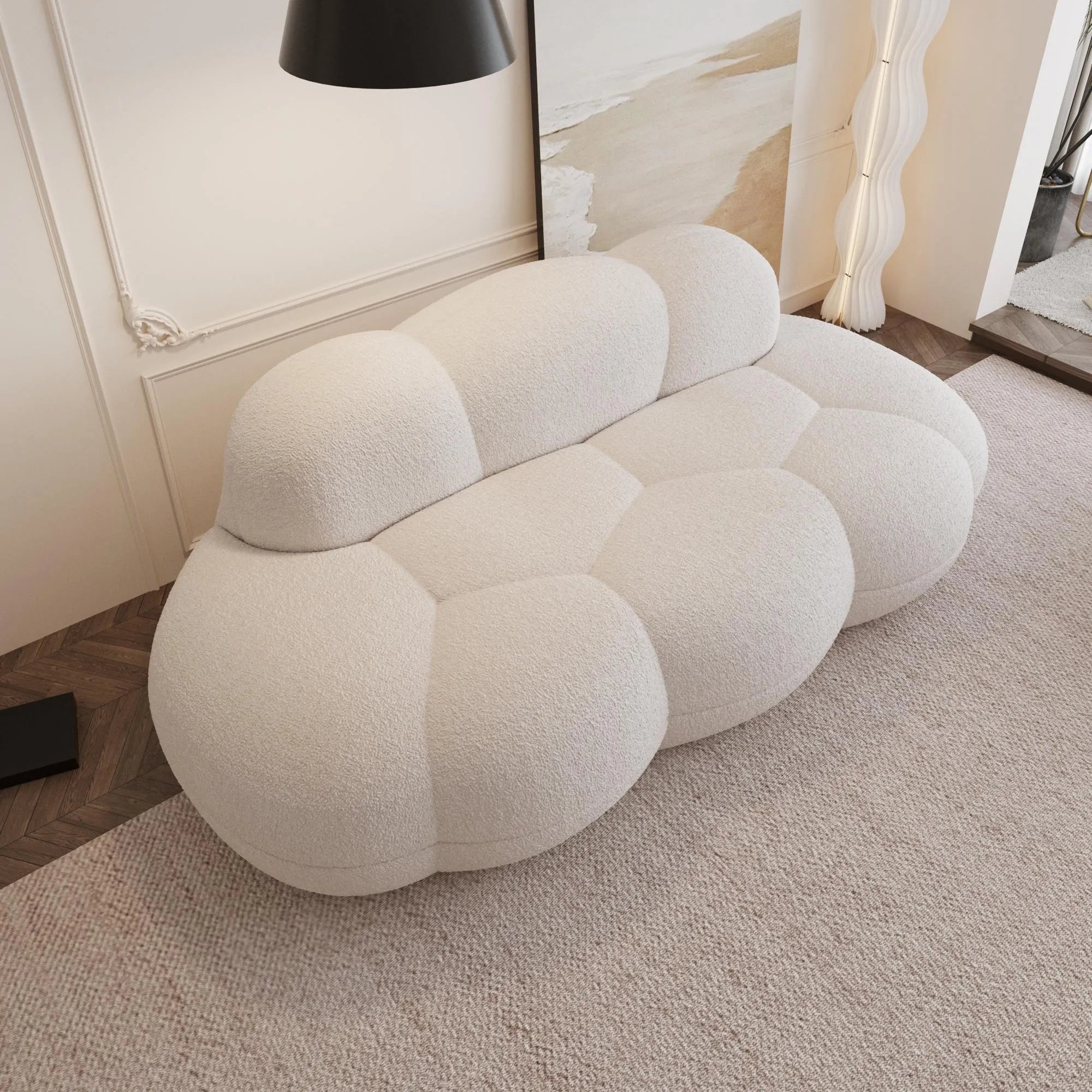 Bubble Curve Boneless Sherpa Fleece Sofa