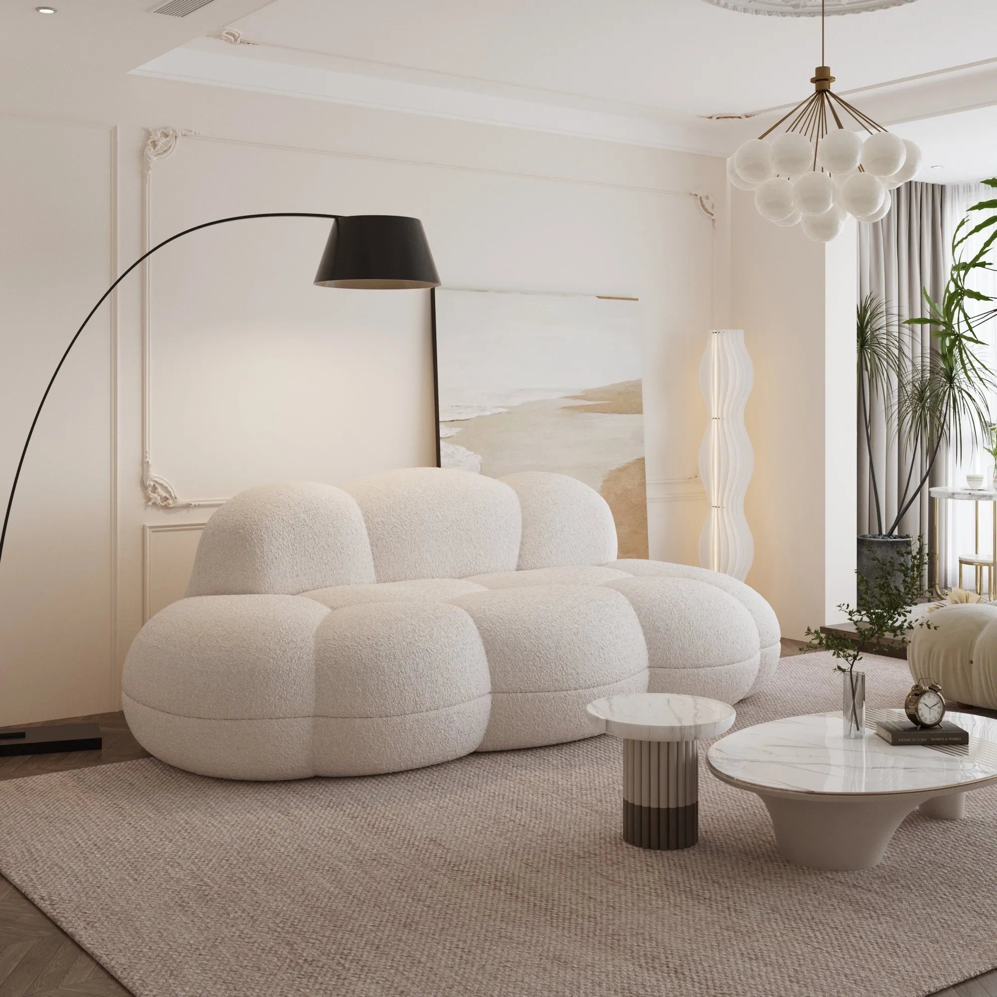 Bubble Curve Boneless Sherpa Fleece Sofa