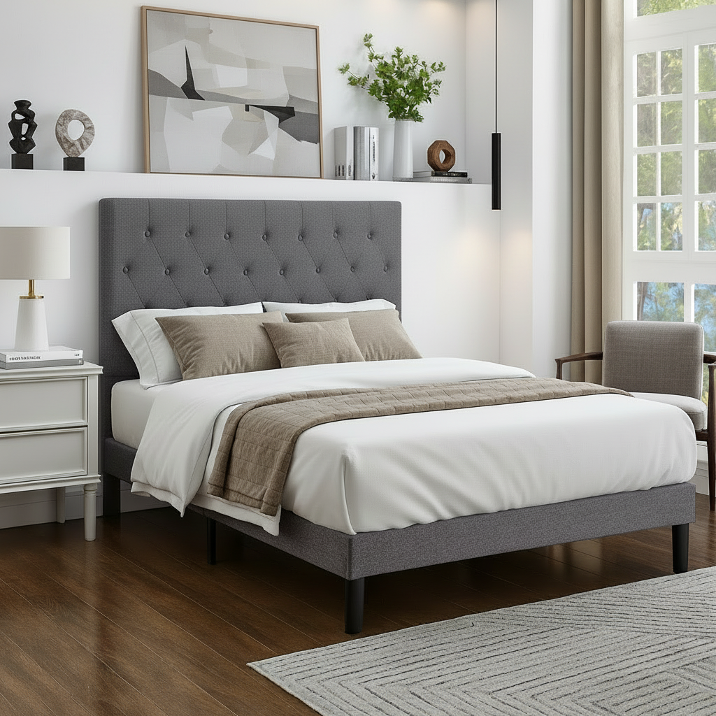 Lit en tissu gris IF-5383