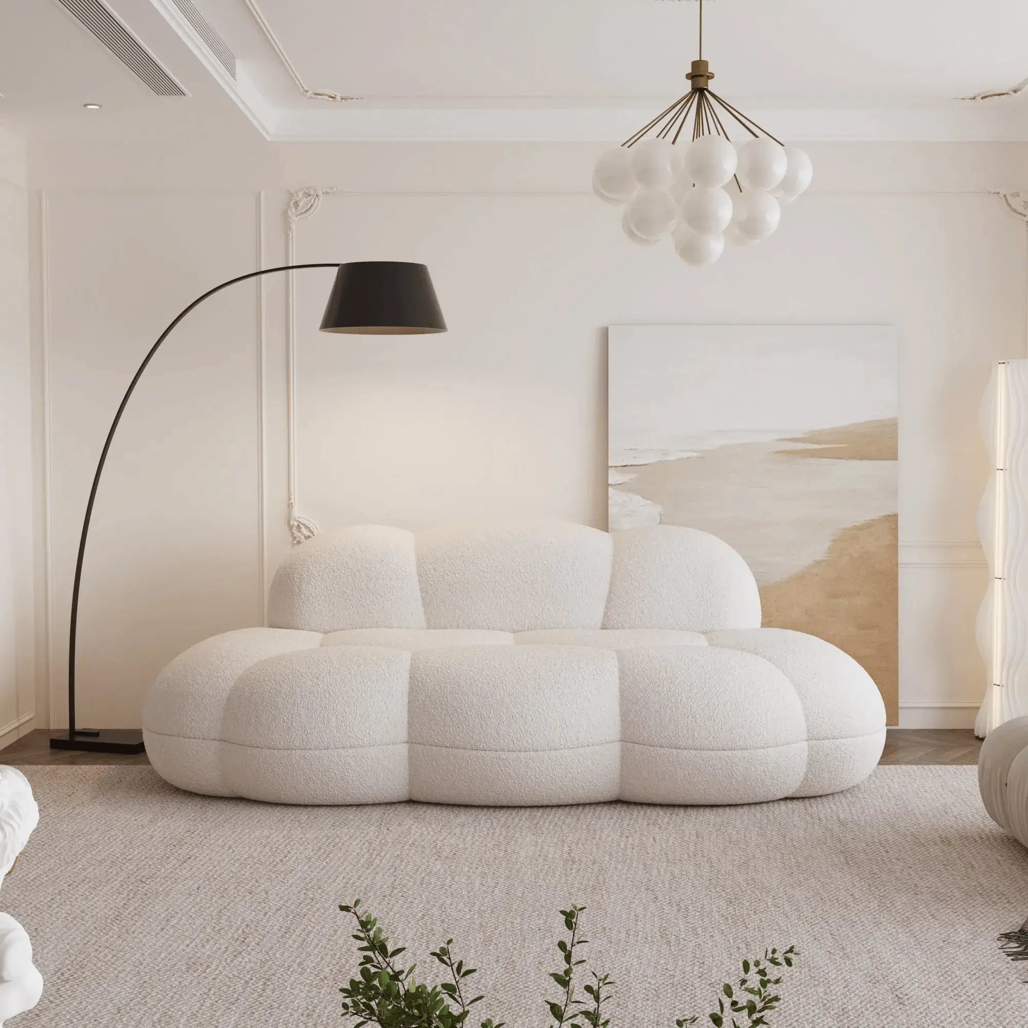 Bubble Curve Boneless Sherpa Fleece Sofa