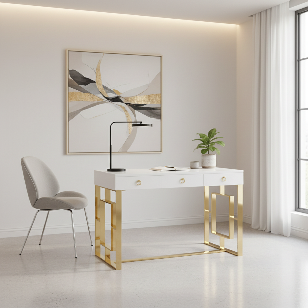 BACCARAT Wood Top Desk GY-DE-7948G Gold