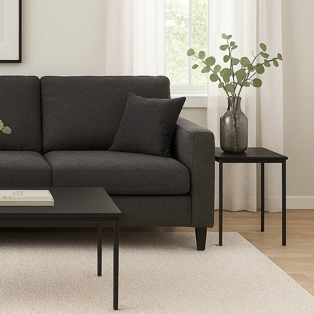 TABLE SET - 3PCS SET / WHITE MARBLE / BLACK METAL