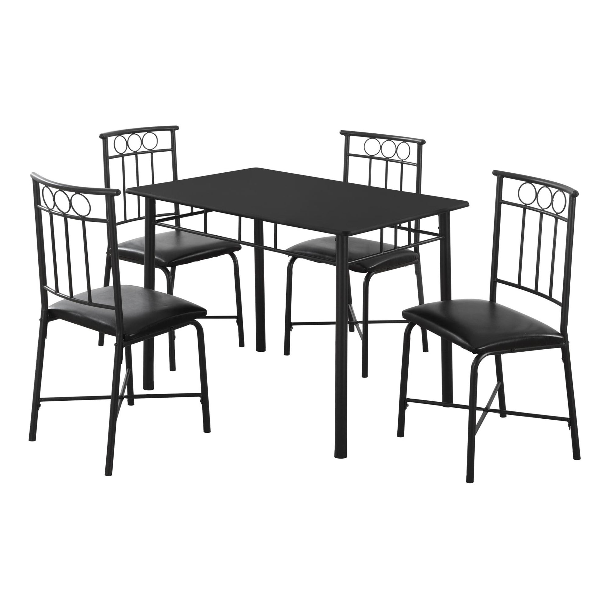 ENSEMBLE DE SALLE À MANGER - ENSEMBLE 5 PIÈCES / PLATEAU EN MARBRE BLANC / MÉTAL NOIR