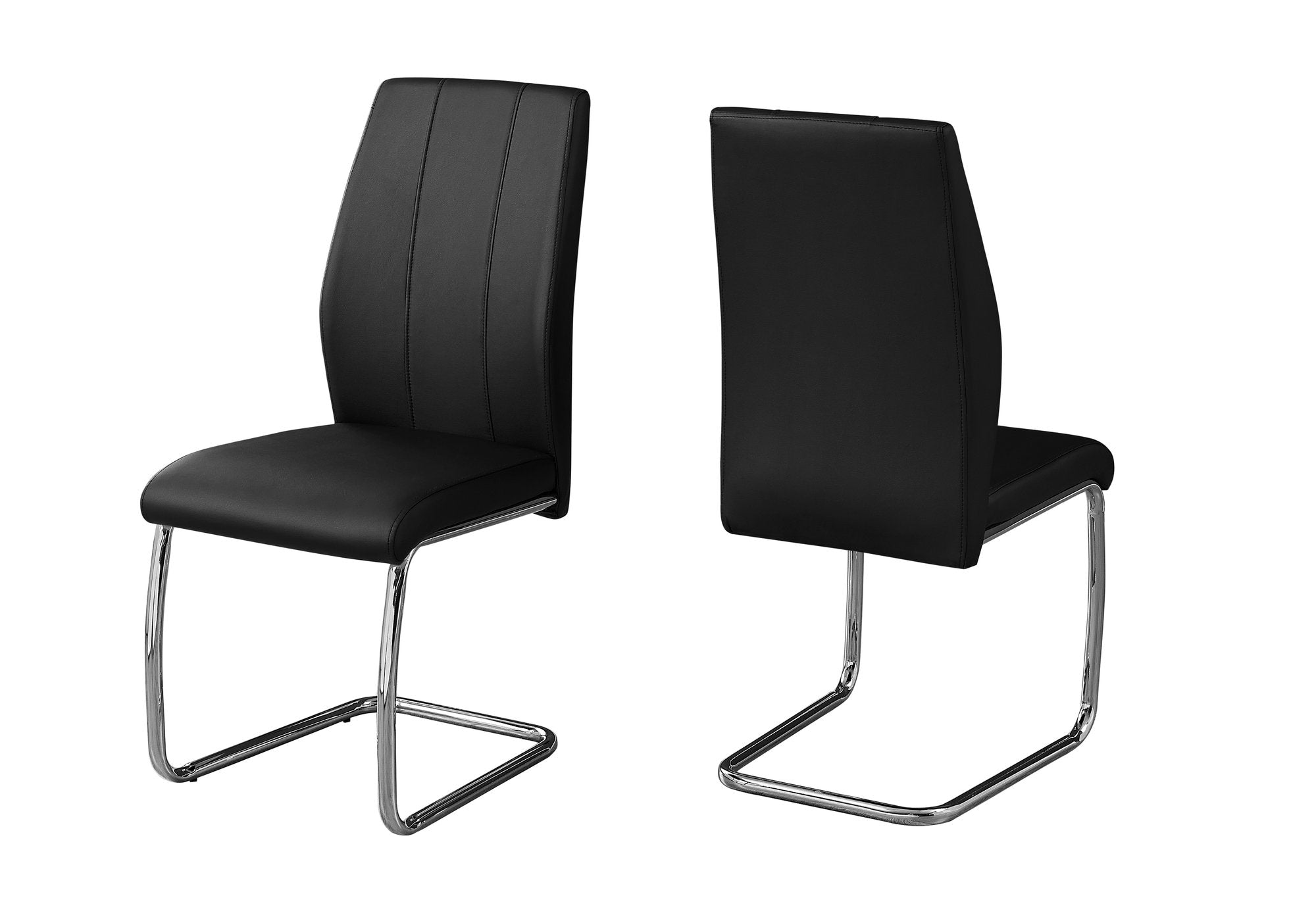 CHAISES DE SALLE À MANGER - 2 PIÈCES / 39"H / VELOURS NOIR / CHROME