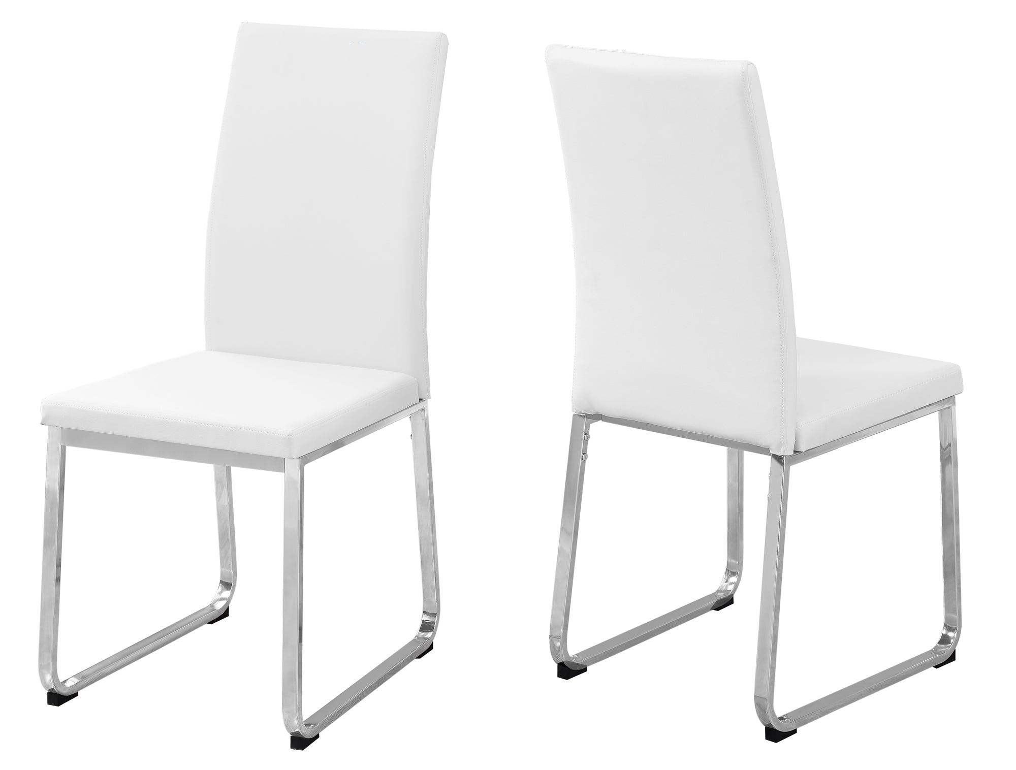 Chaises de salle à manger - 2 pièces / 38"H / Similicuir noir / Chrome