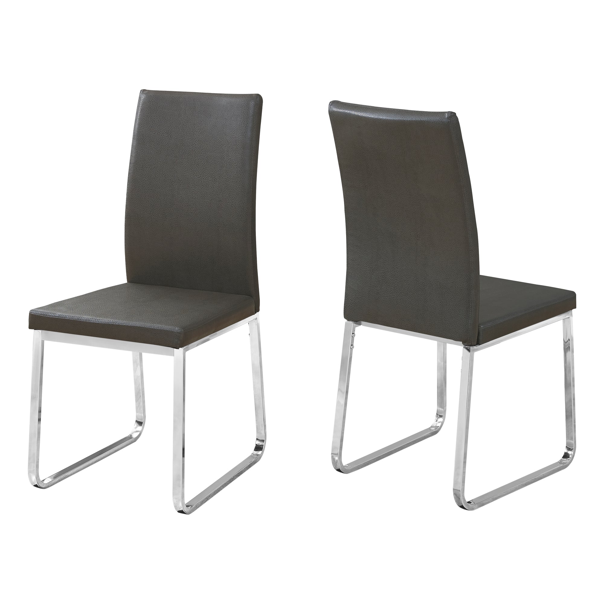 Chaises de salle à manger - 2 pièces / 38"H / Similicuir noir / Chrome