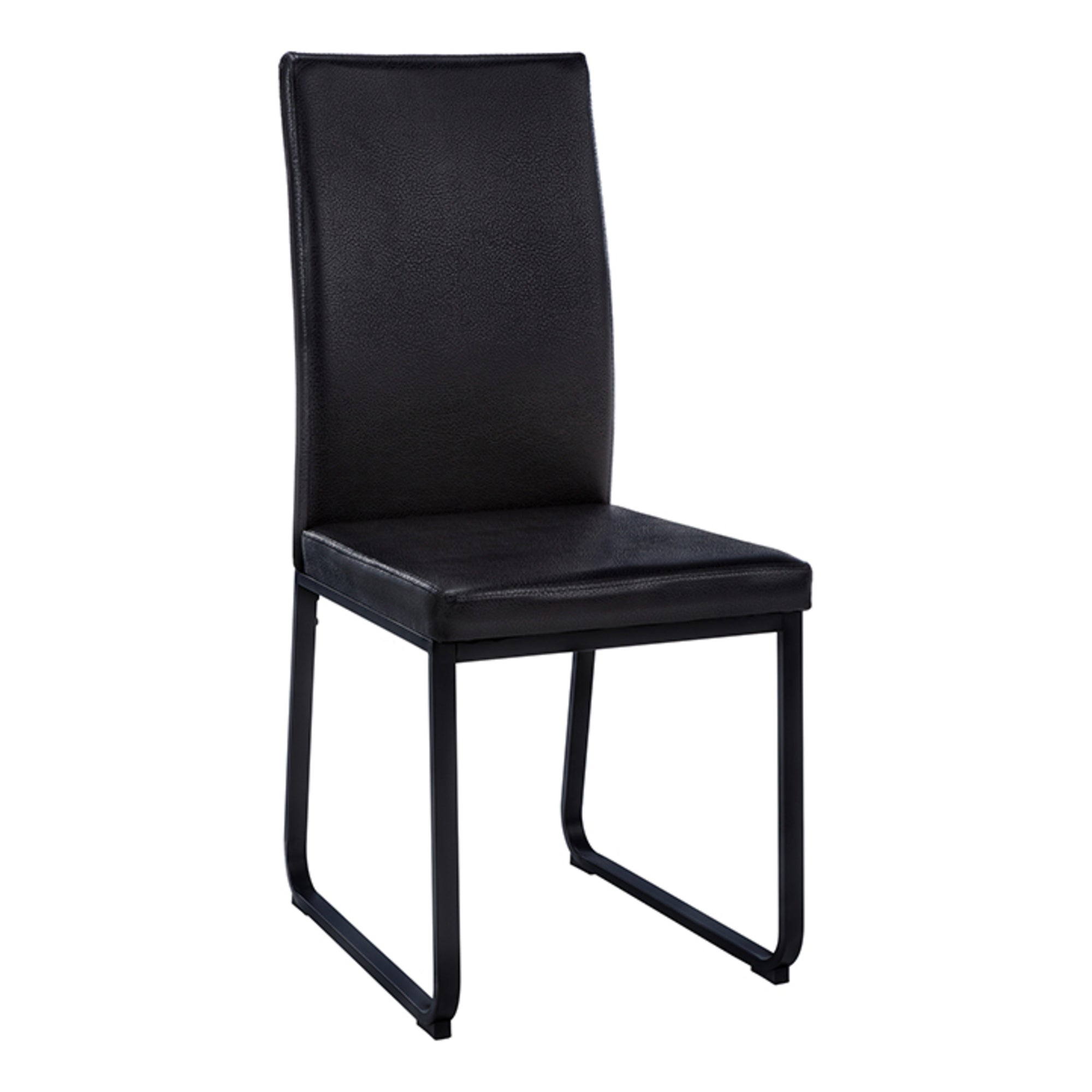 Chaises de salle à manger - 2 pièces / 38"H / Similicuir noir / Chrome
