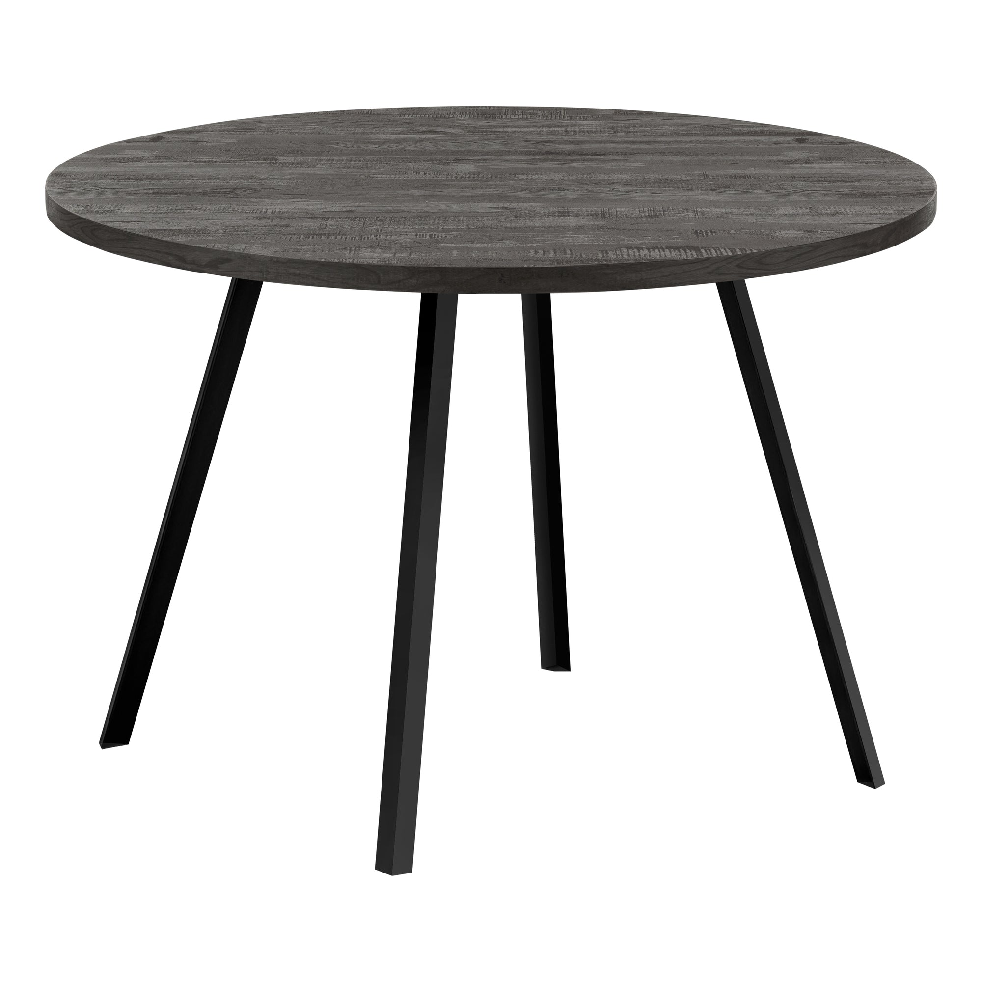 TABLE À MANGER - 48" DE DIAMÈTRE / BOIS RÉCUPÉRÉ GRIS / MÉTAL NOIR