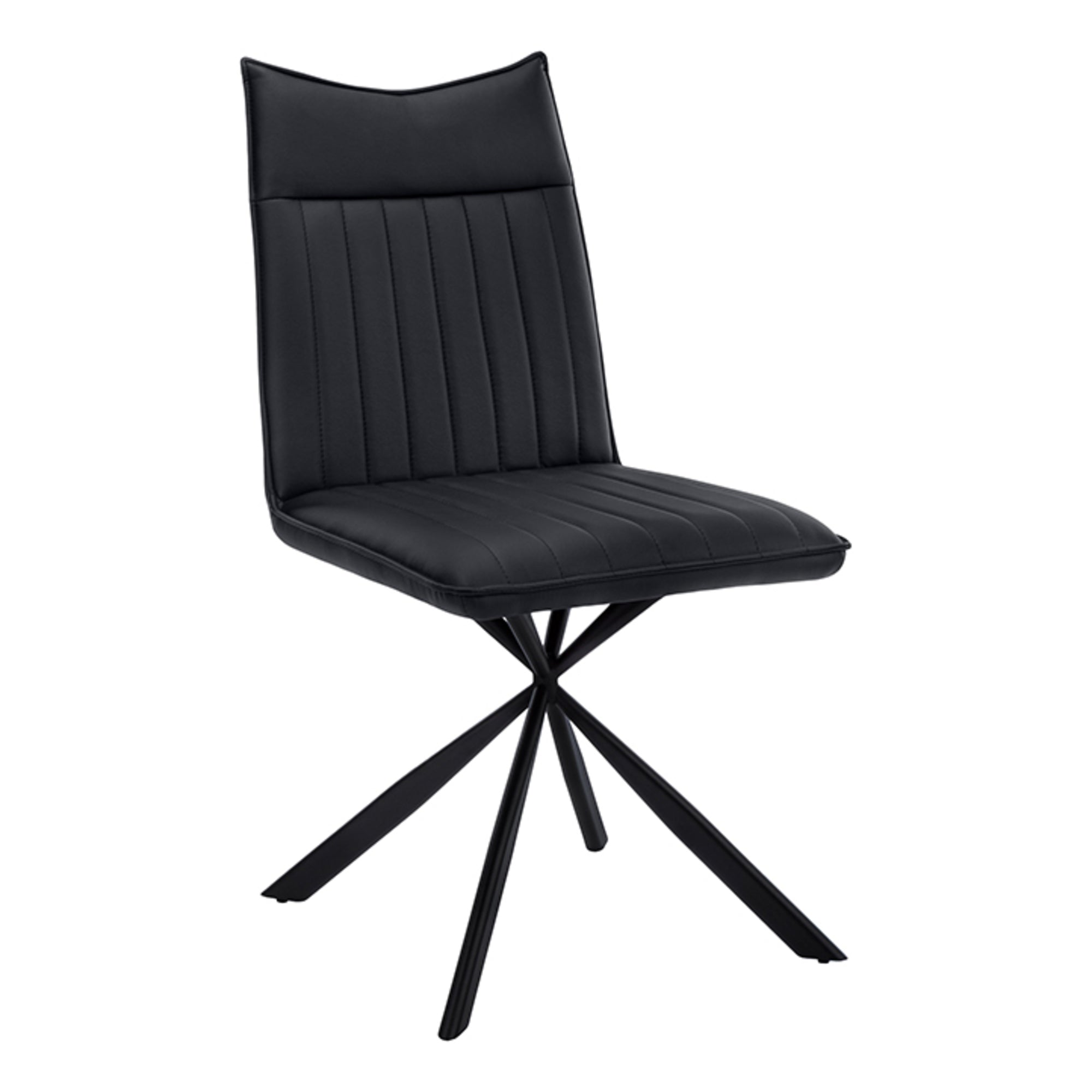 DINING CHAIR - 2PCS / 36"H / BLACK LEATHER-LOOK / CHROME