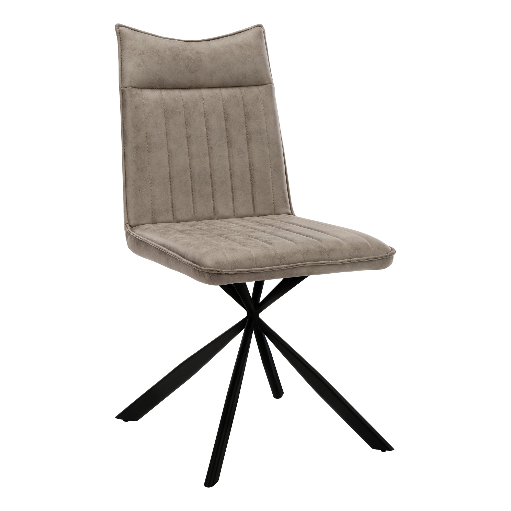 DINING CHAIR - 2PCS / 36"H / BLACK LEATHER-LOOK / CHROME