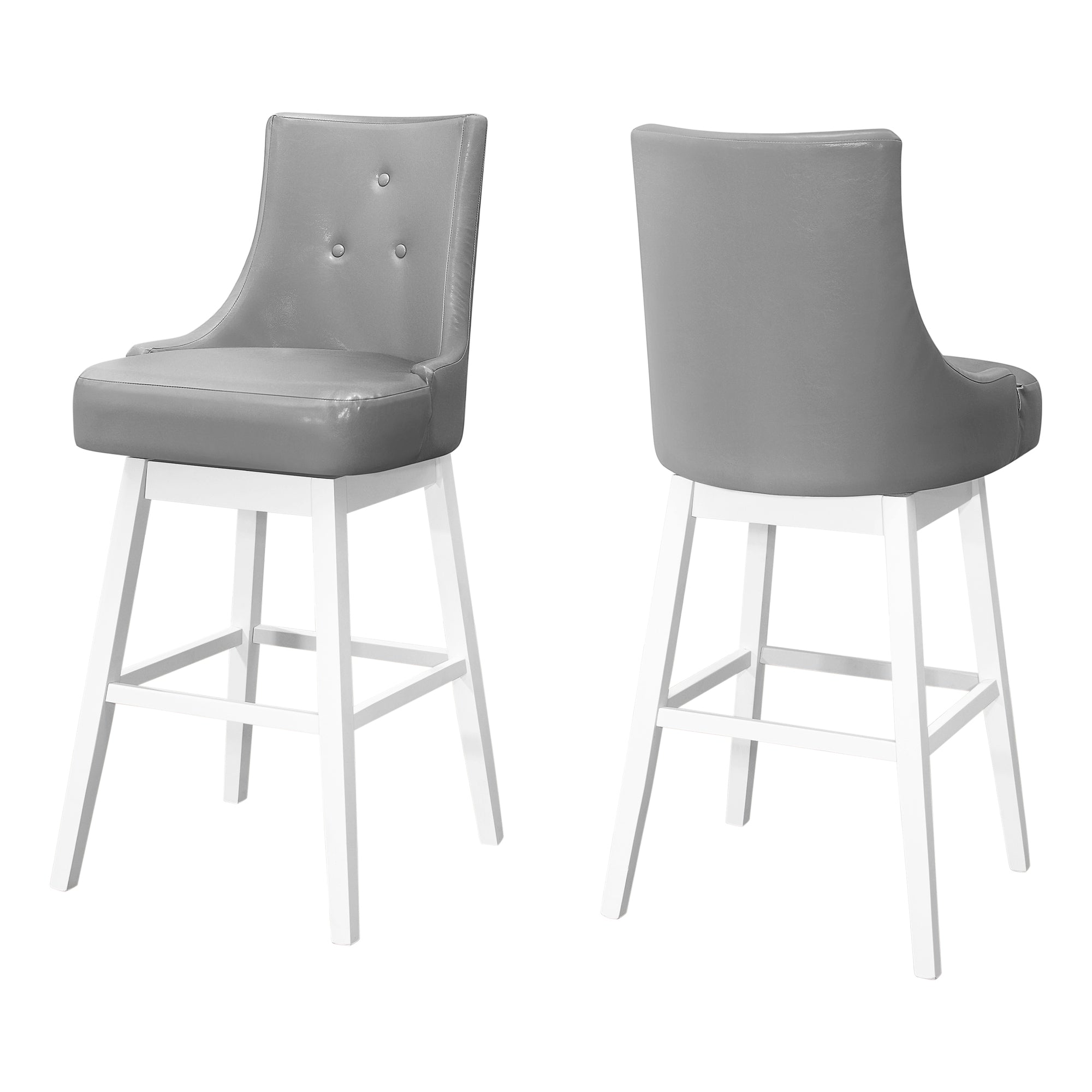 TABOURET DE BAR - 2 PIÈCES / 46"H / SIMILI CUIR NOIR / PIVOTANT