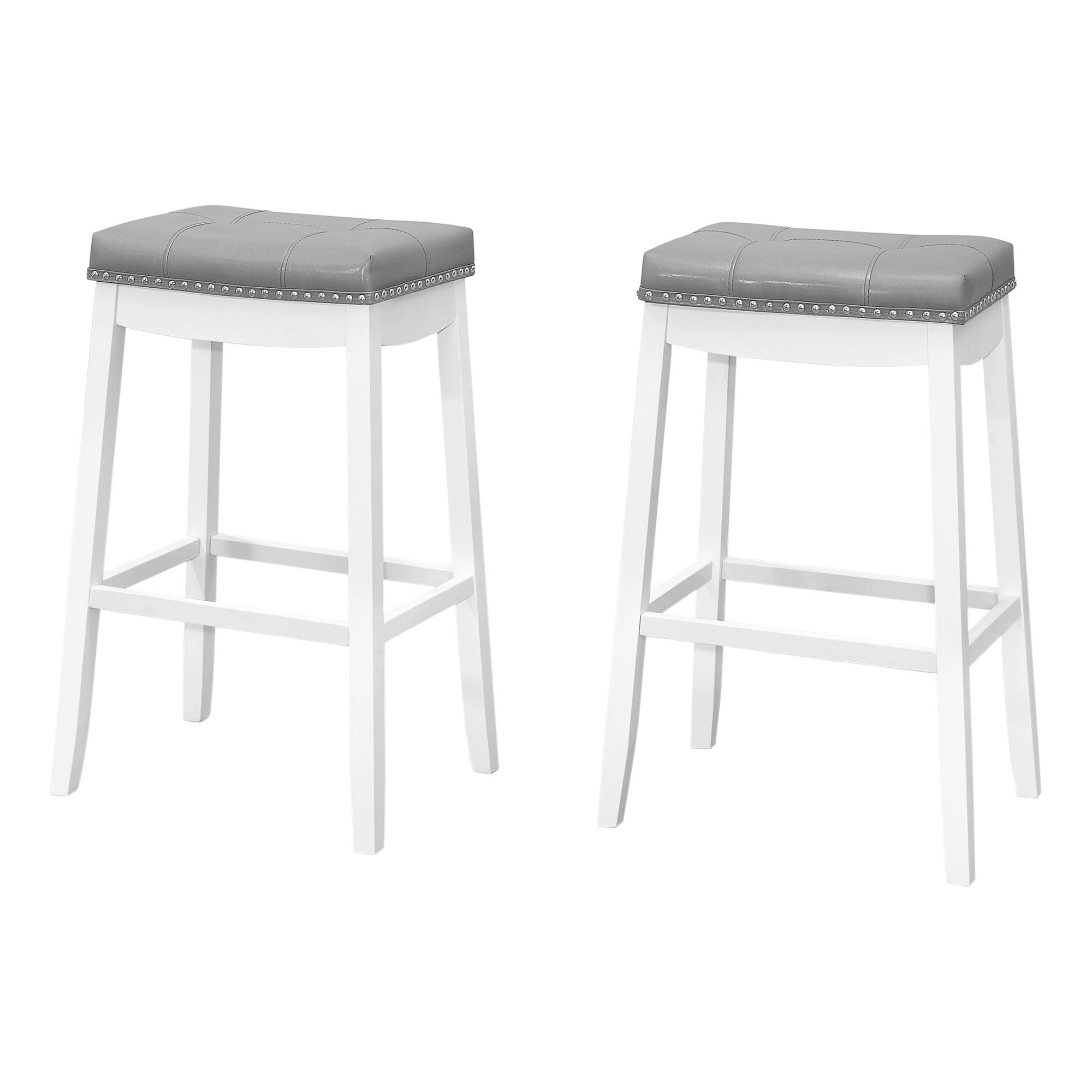 TABOURET DE BAR - 2 PIÈCES / 29"H / SIMILI CUIR NOIR / ESPRESSO