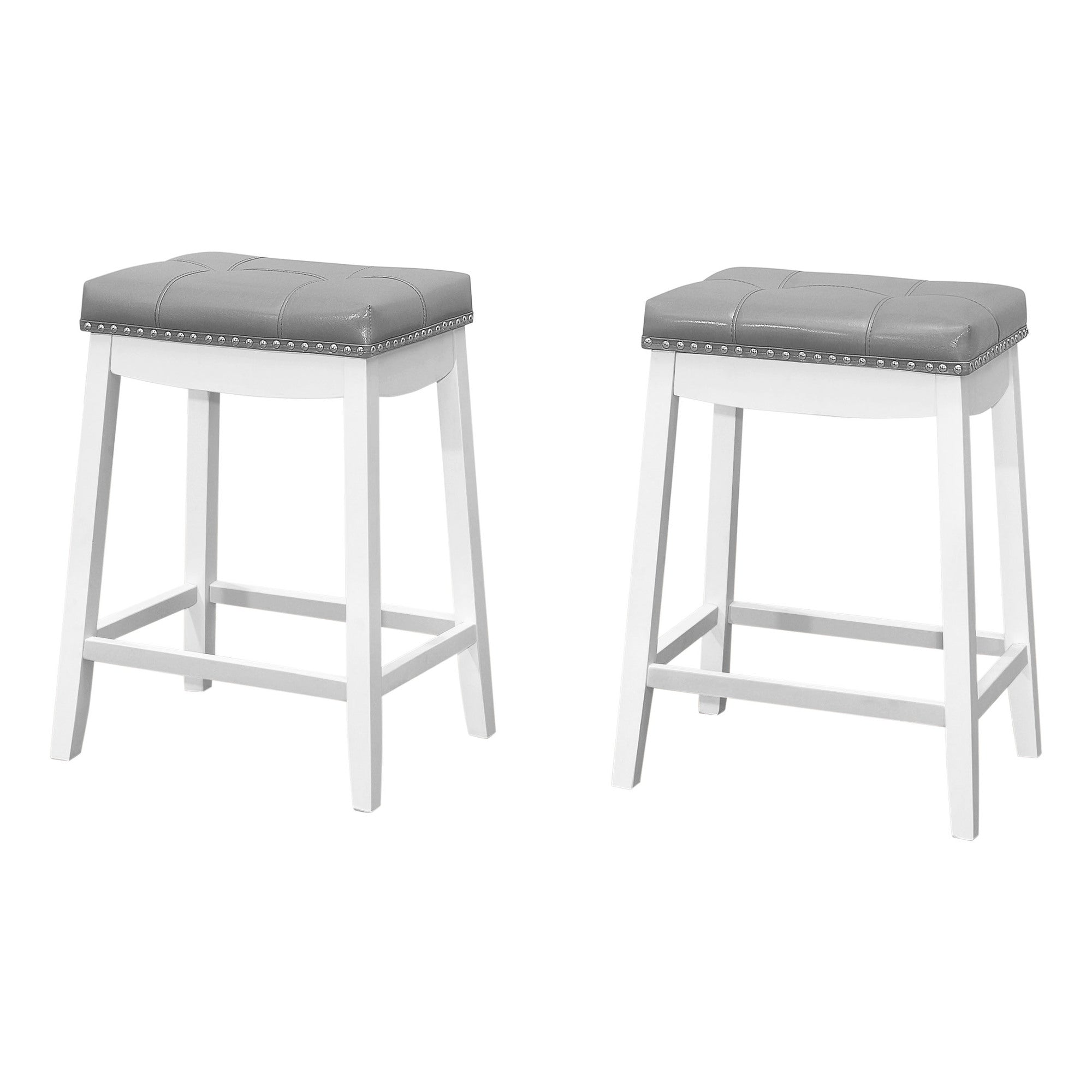 BARSTOOL - 2PCS / 24"H / BLACK LEATHER-LOOK / ESPRESSO