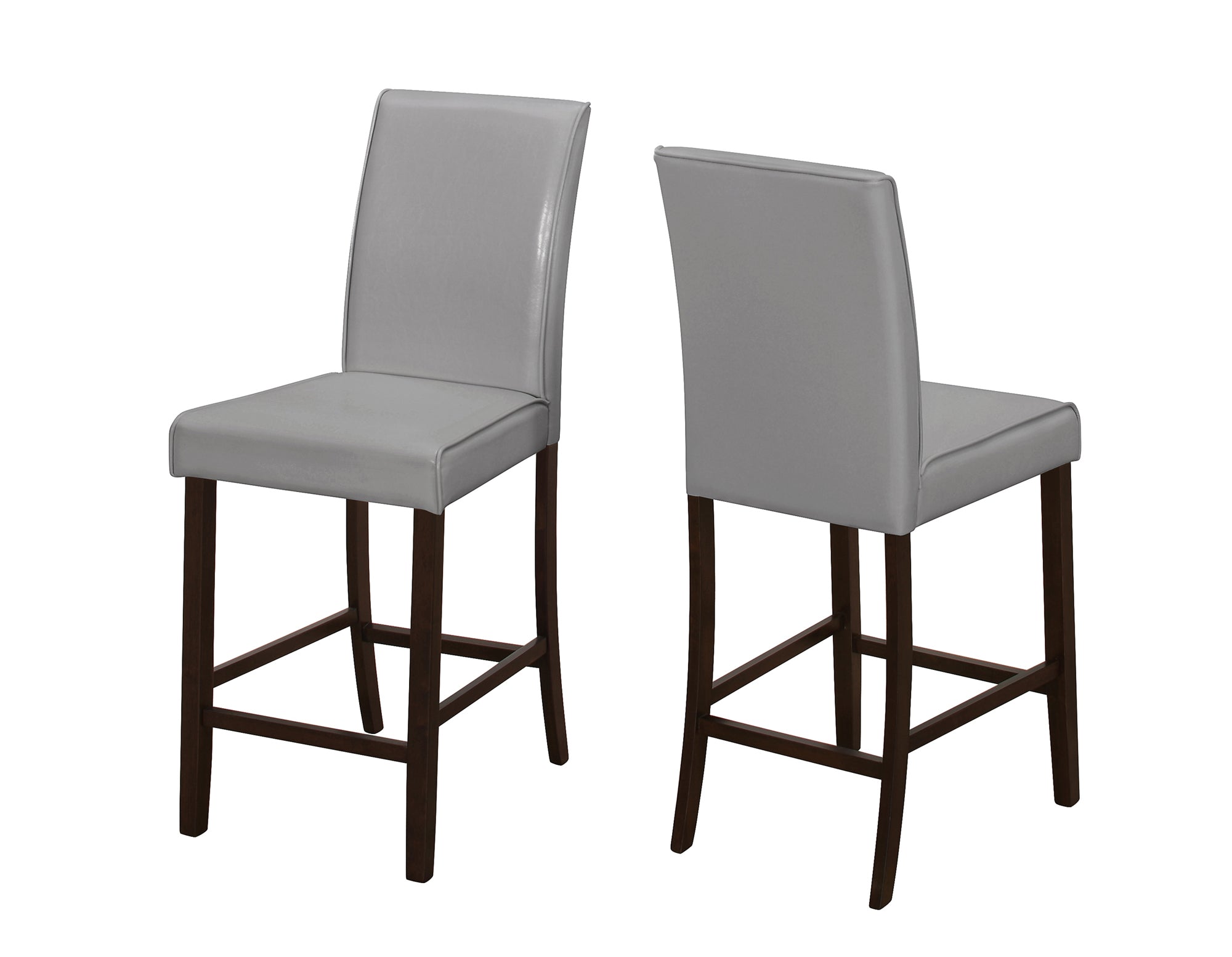 CHAISE DE SALLE À MANGER - 2 PIÈCES / SIMILI CUIR MARRON HAUTEUR COMPTOIR