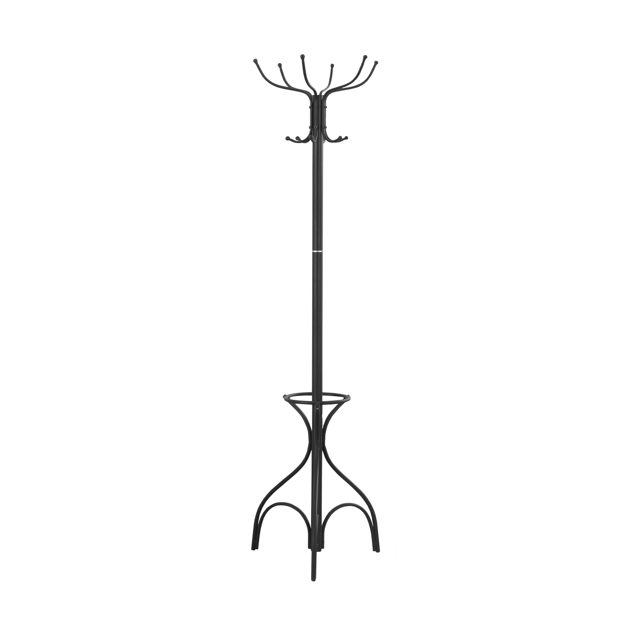 COAT RACK - 70"H / WHITE METAL WITH AN UMBRELLA HOLDER
