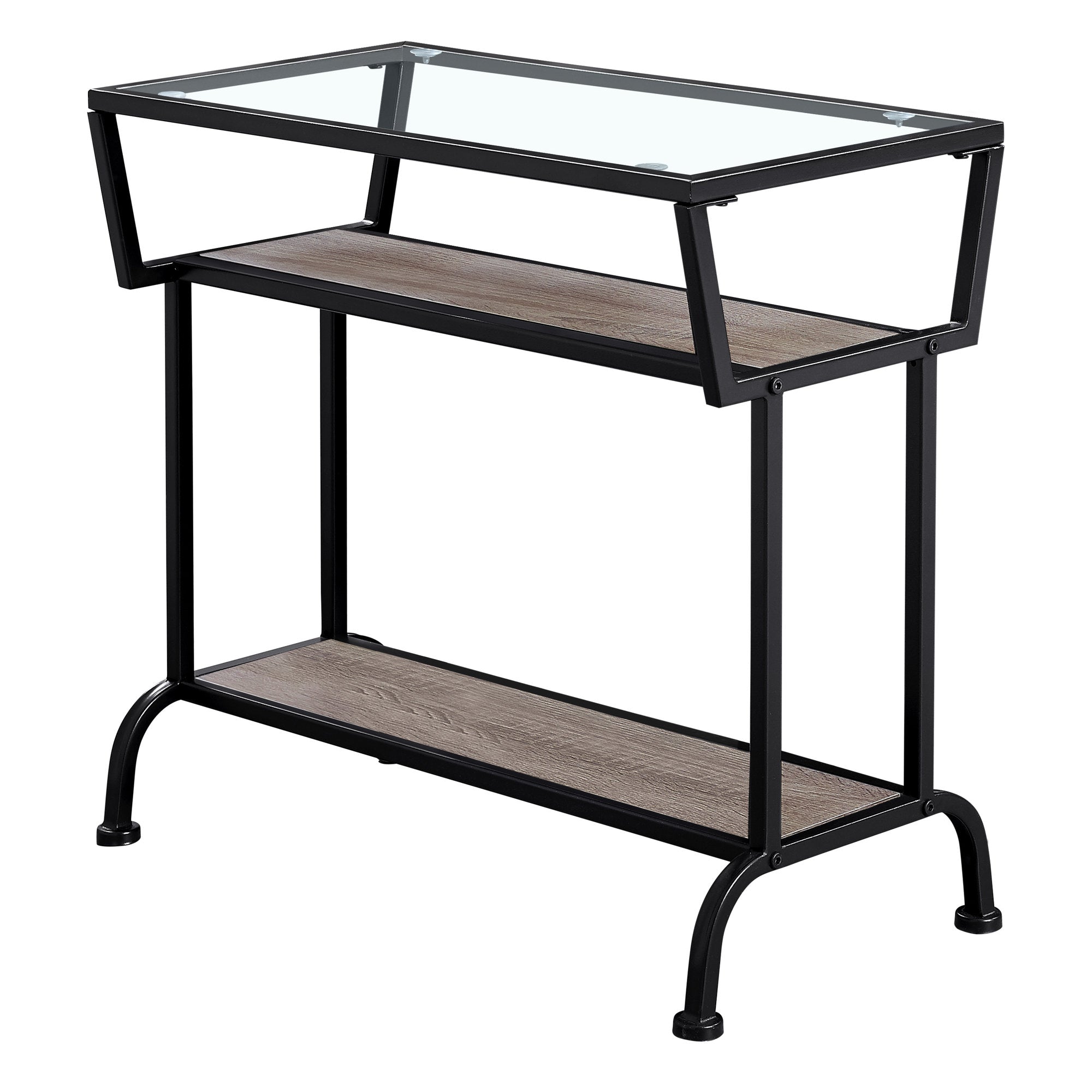 TABLE D'APPOINT - 22"H / ESPRESSO / NOIR / VERRE TREMPÉ