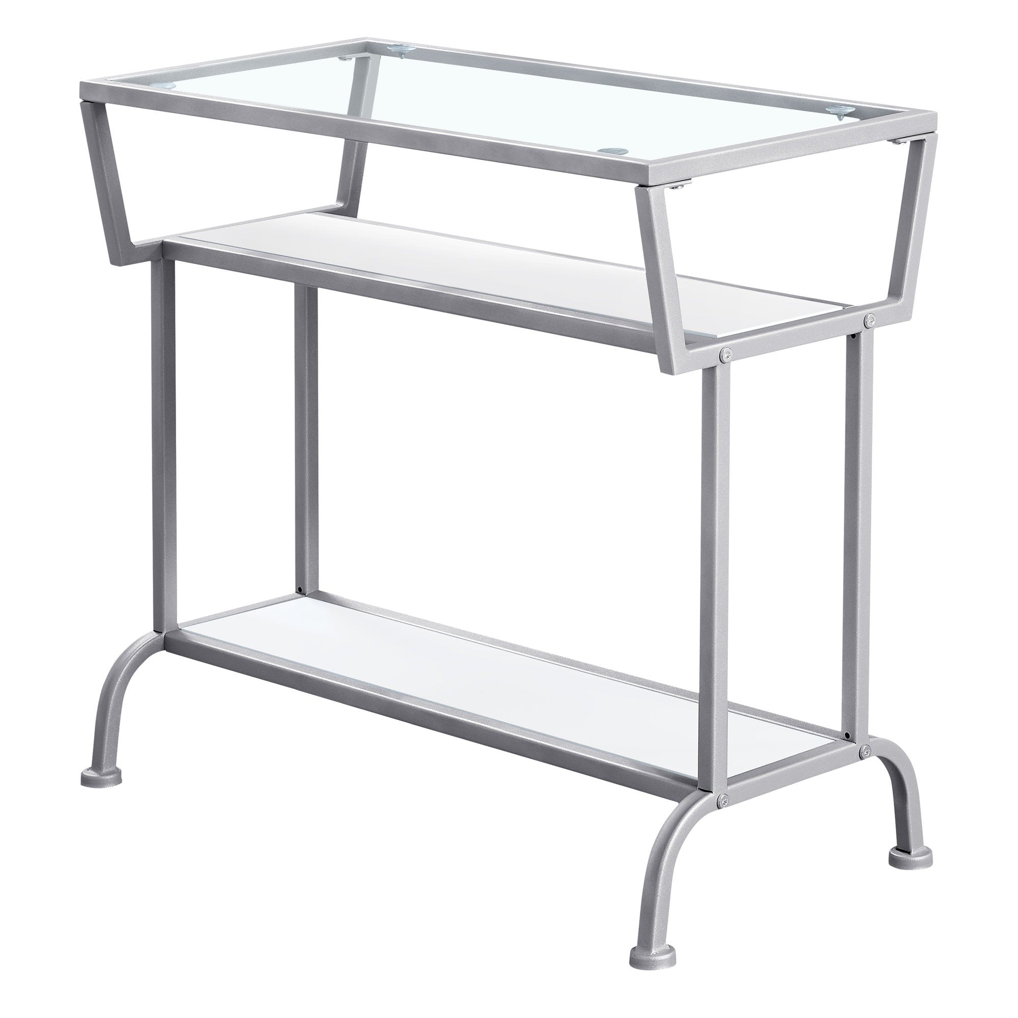 TABLE D'APPOINT - 22"H / ESPRESSO / NOIR / VERRE TREMPÉ