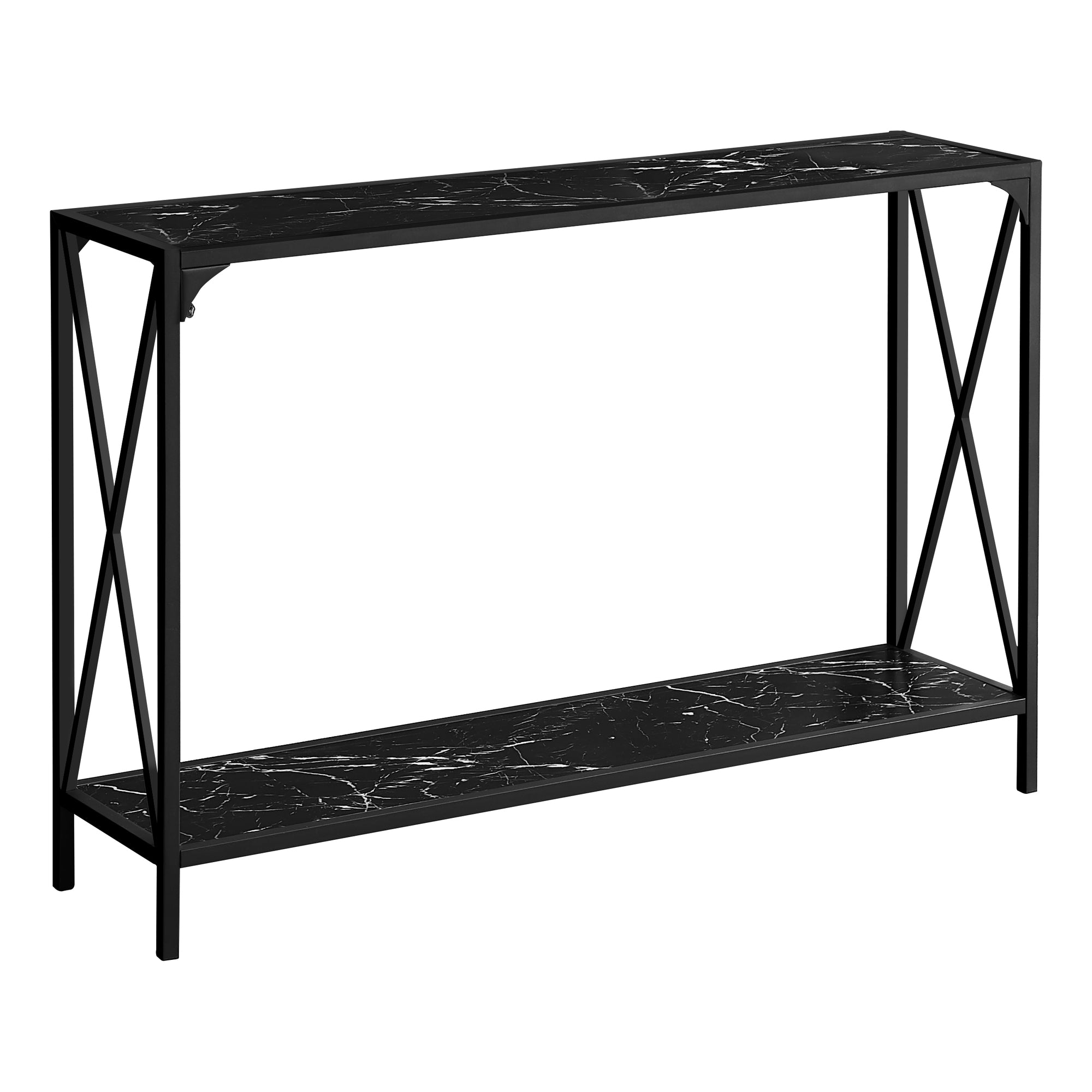 TABLE D'APPOINT - 48"L / BLANC / CONSOLE D'ENTRÉE EN MÉTAL BLANC