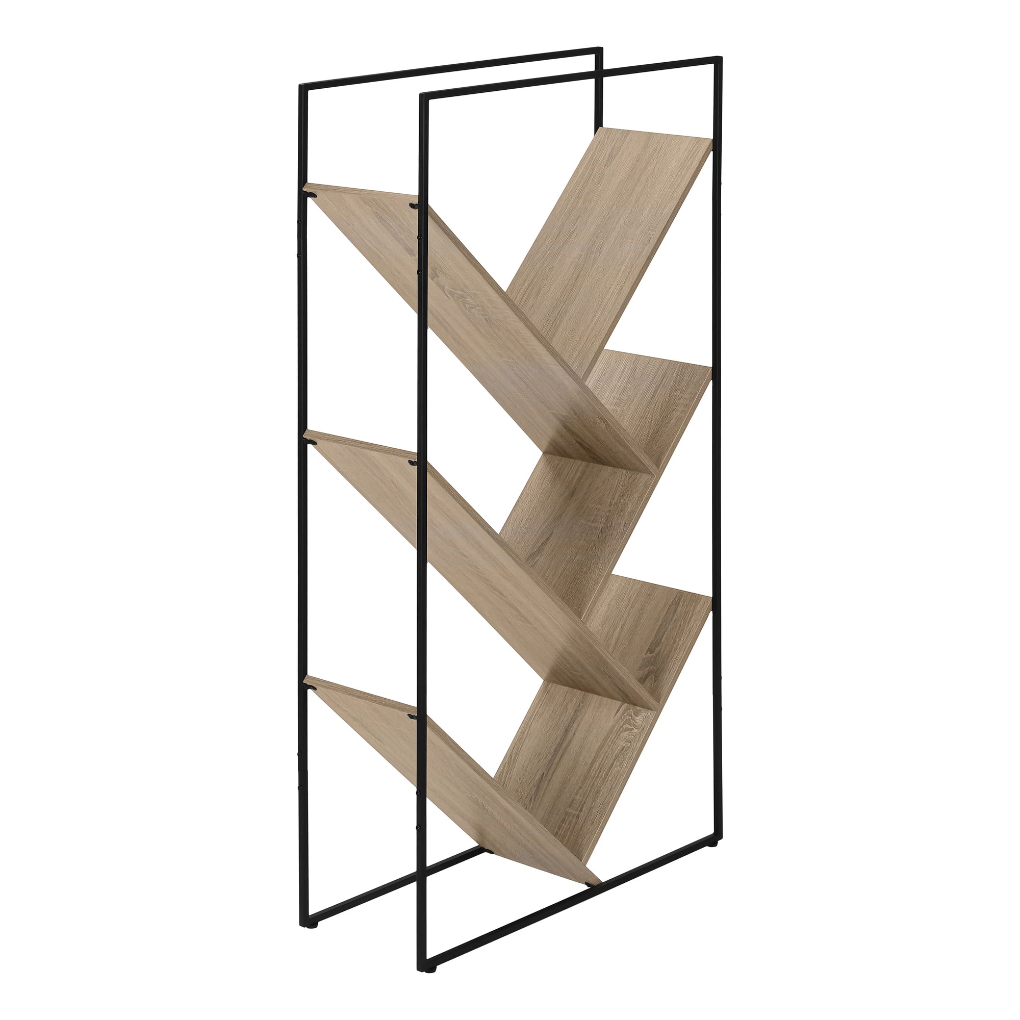 BOOKCASE - 60"H / GREY / BLACK METAL