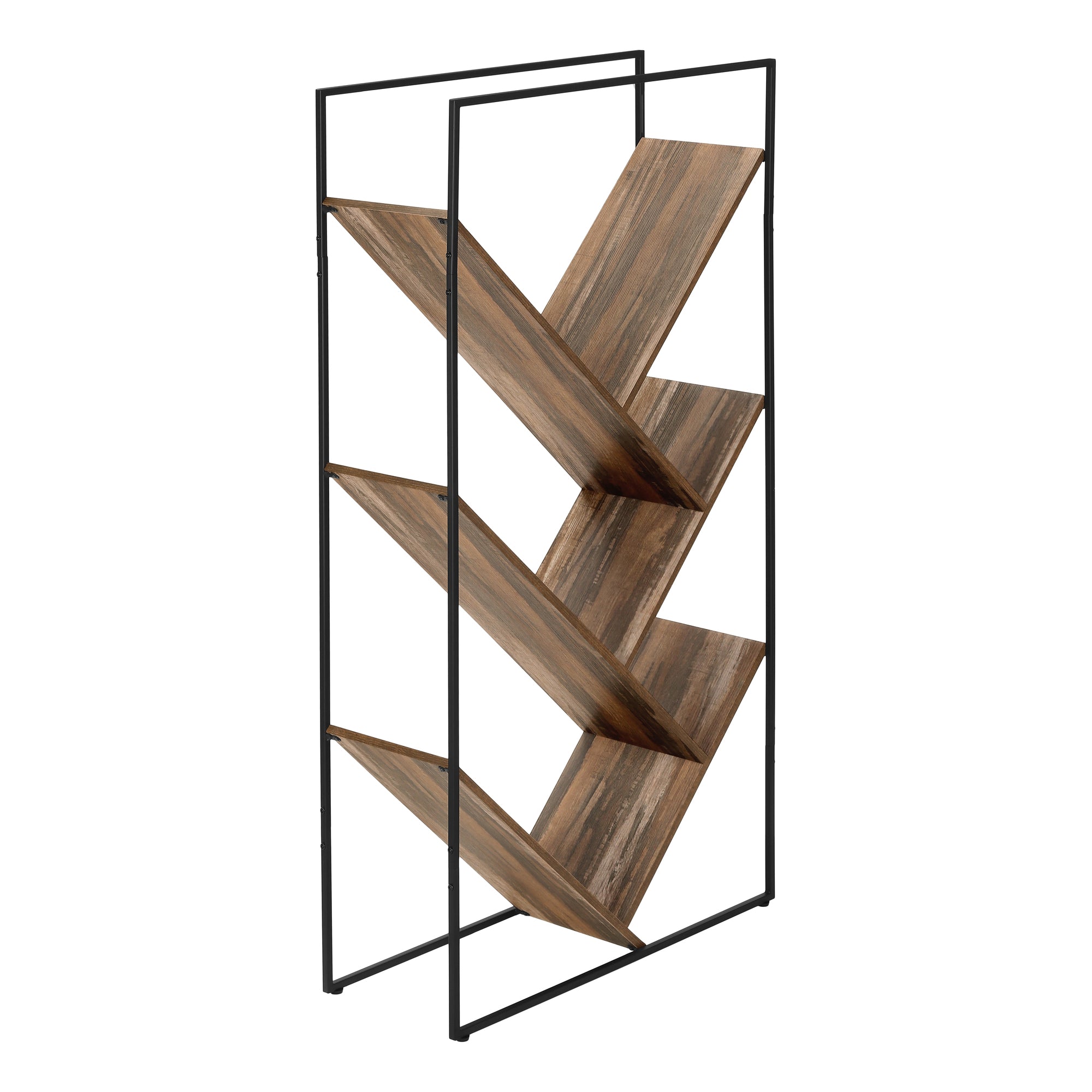 BOOKCASE - 60"H / GREY / BLACK METAL