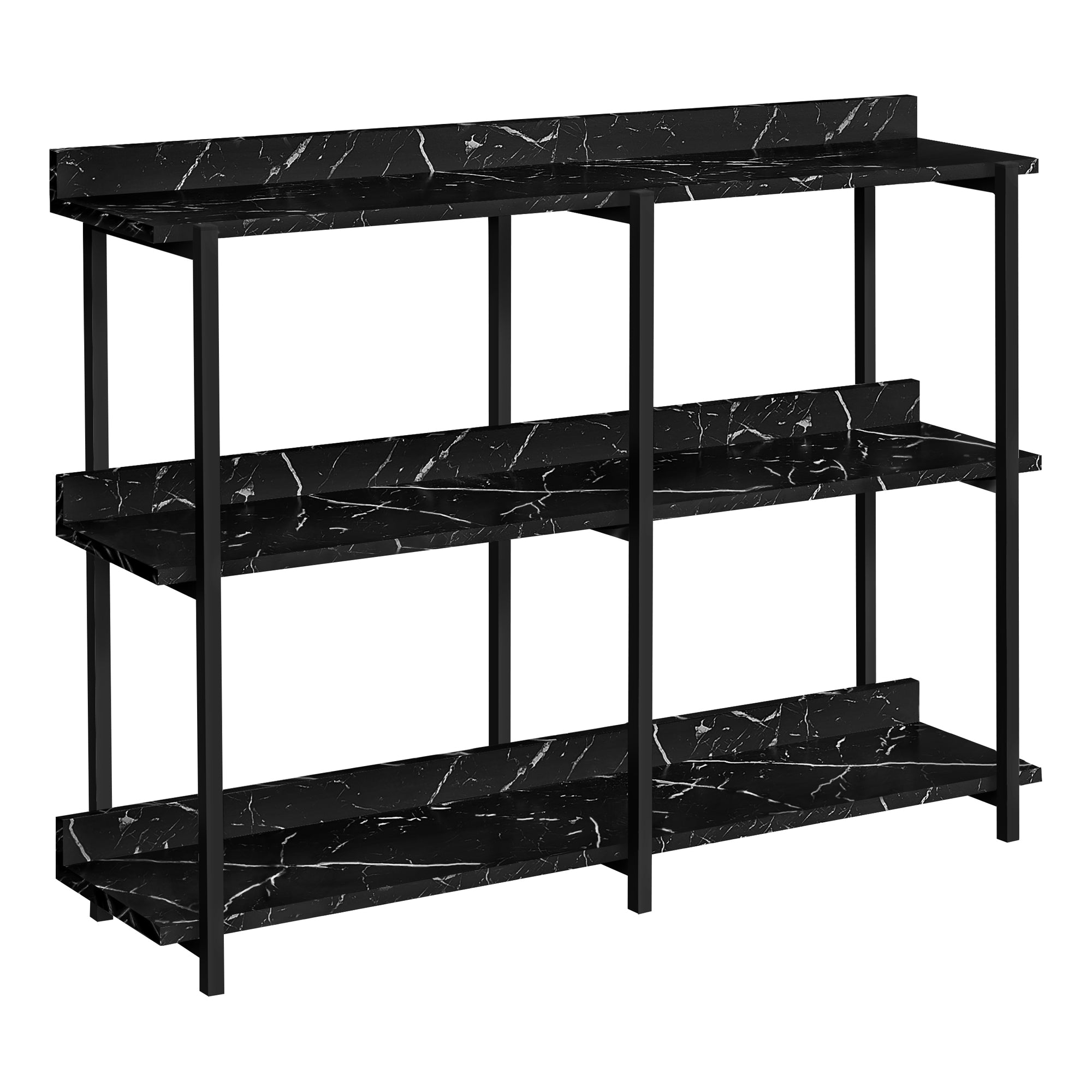TABLE D'APPOINT - 48"L / ESPRESSO / CONSOLE D'ENTRÉE EN MÉTAL NOIR