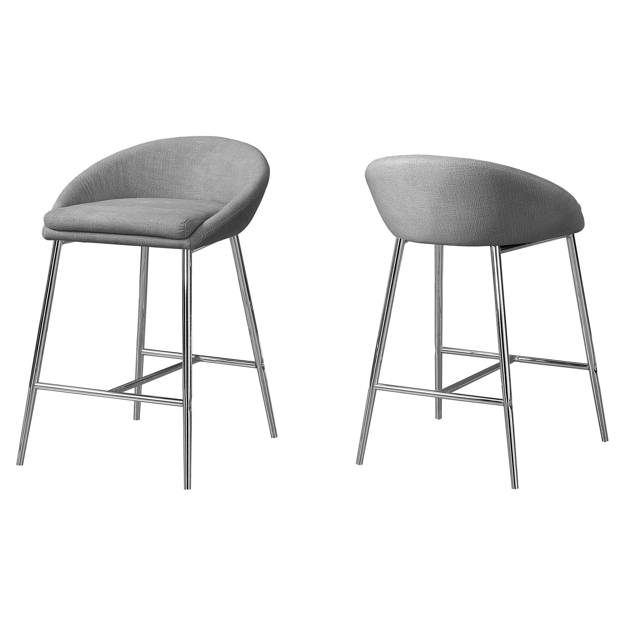 TABOURET DE BAR - 2 PIÈCES / BLANC / BASE CHROMÉE / HAUTEUR COMPTOIR