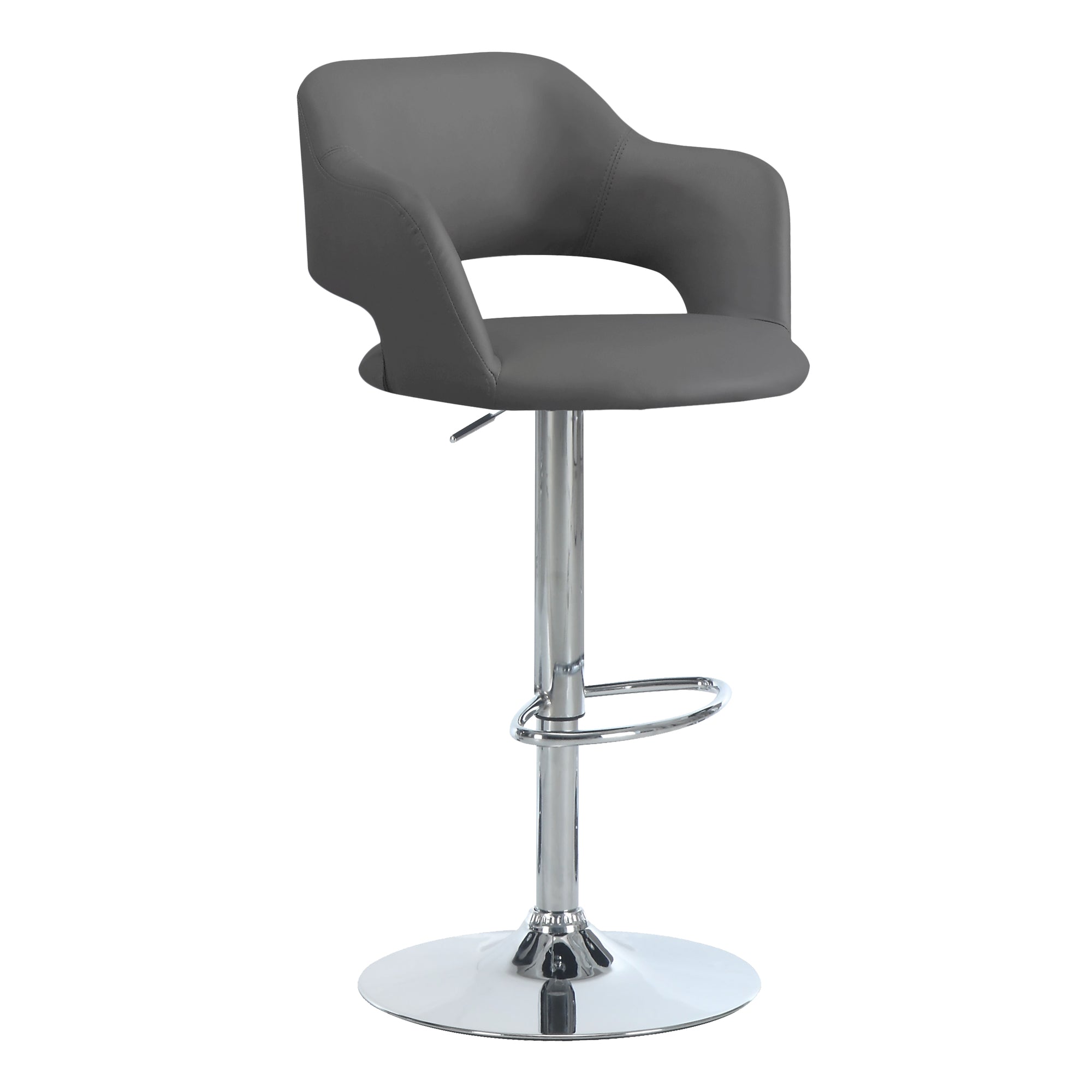 TABOURET DE BAR - NOIR / MÉTAL CHROME À LEVER HYDRAULIQUE