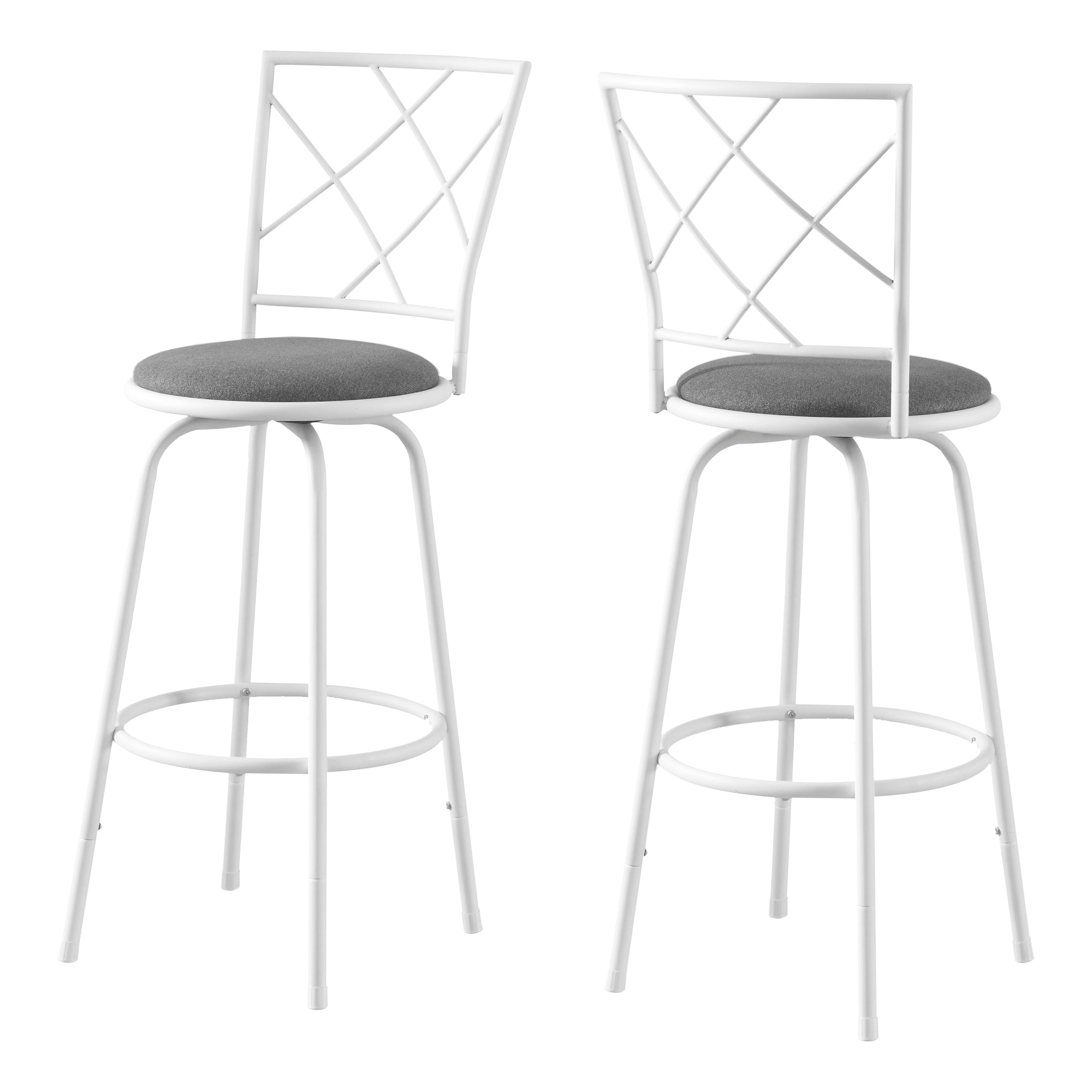 BARSTOOL - 2PCS / SWIVEL / BLACK /BLACK LEATHER-LOOK SEAT