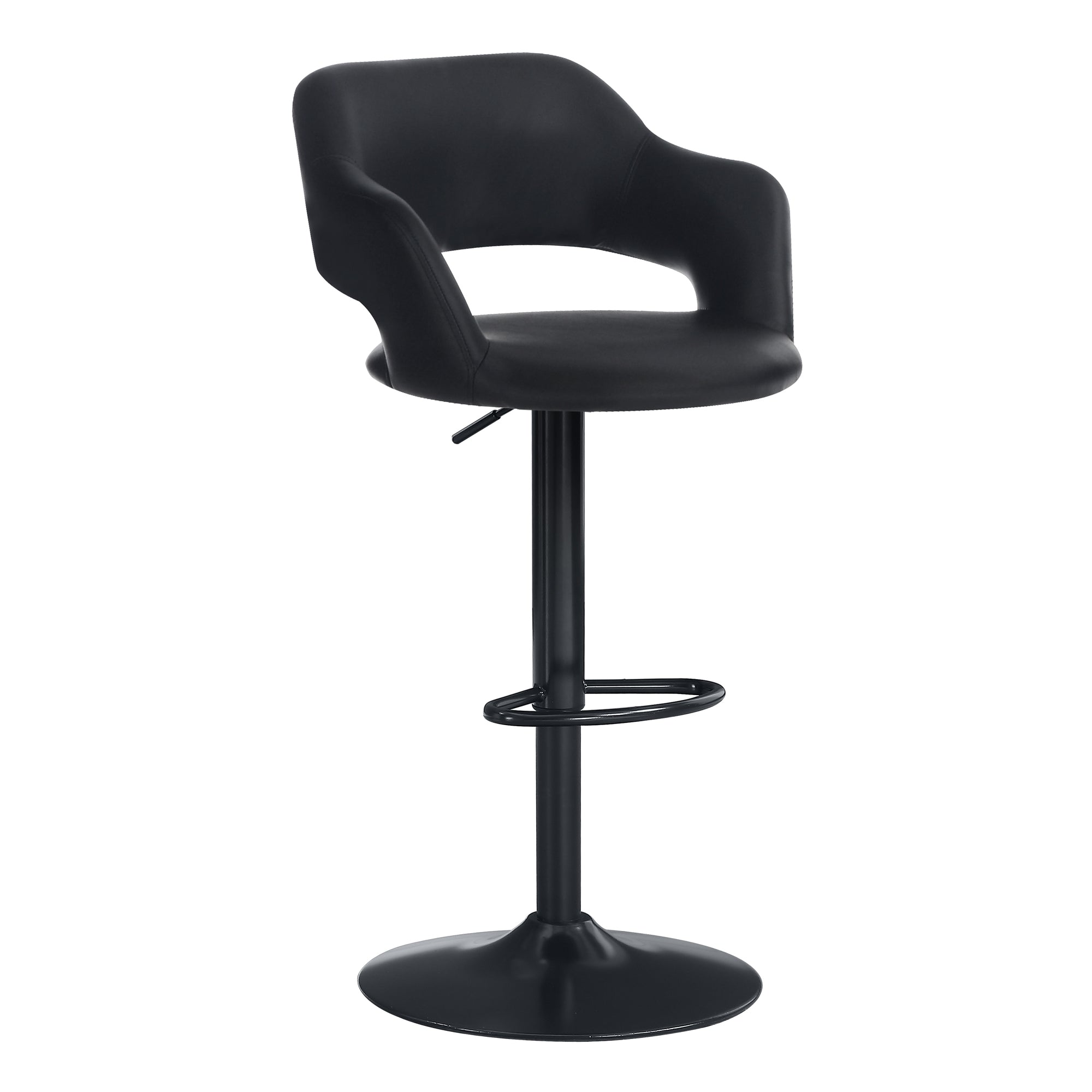TABOURET DE BAR - NOIR / MÉTAL CHROME À LEVER HYDRAULIQUE