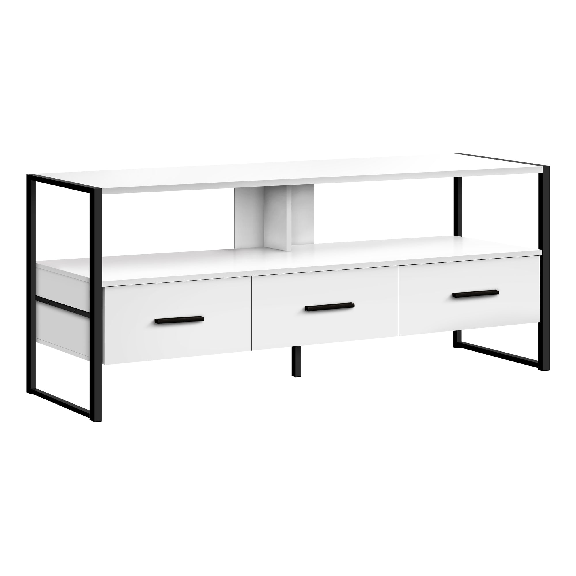 TV STAND - 48"L / BROWN RECLAIMED / BLACK METAL