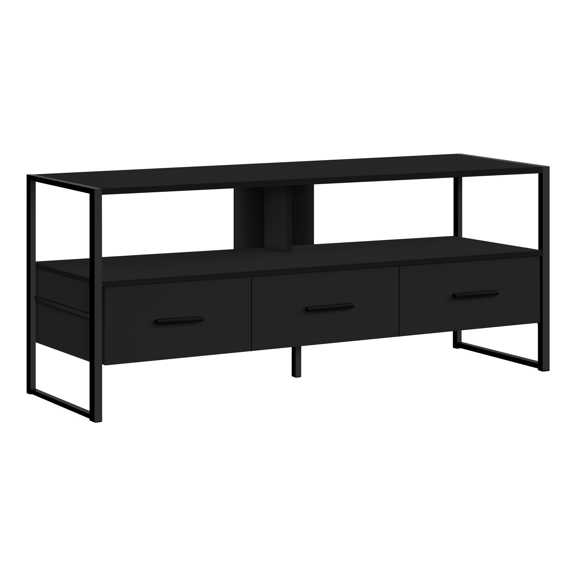 TV STAND - 48"L / BROWN RECLAIMED / BLACK METAL