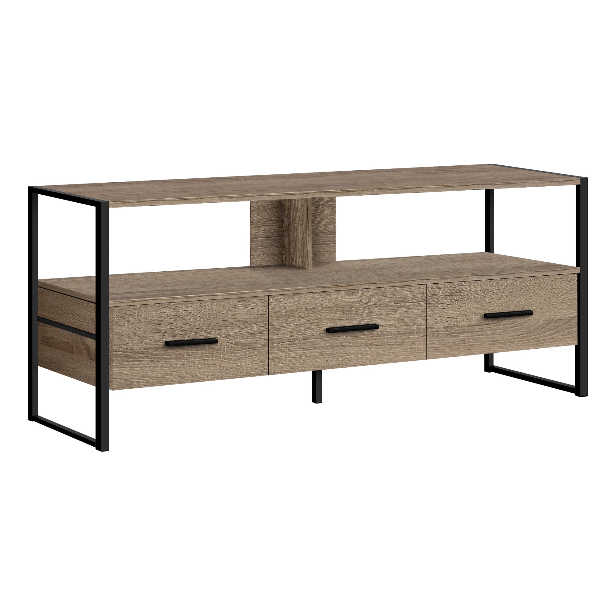 MEUBLE TV - 48"L / BOIS RÉCUPÉRÉ MARRON / MÉTAL NOIR