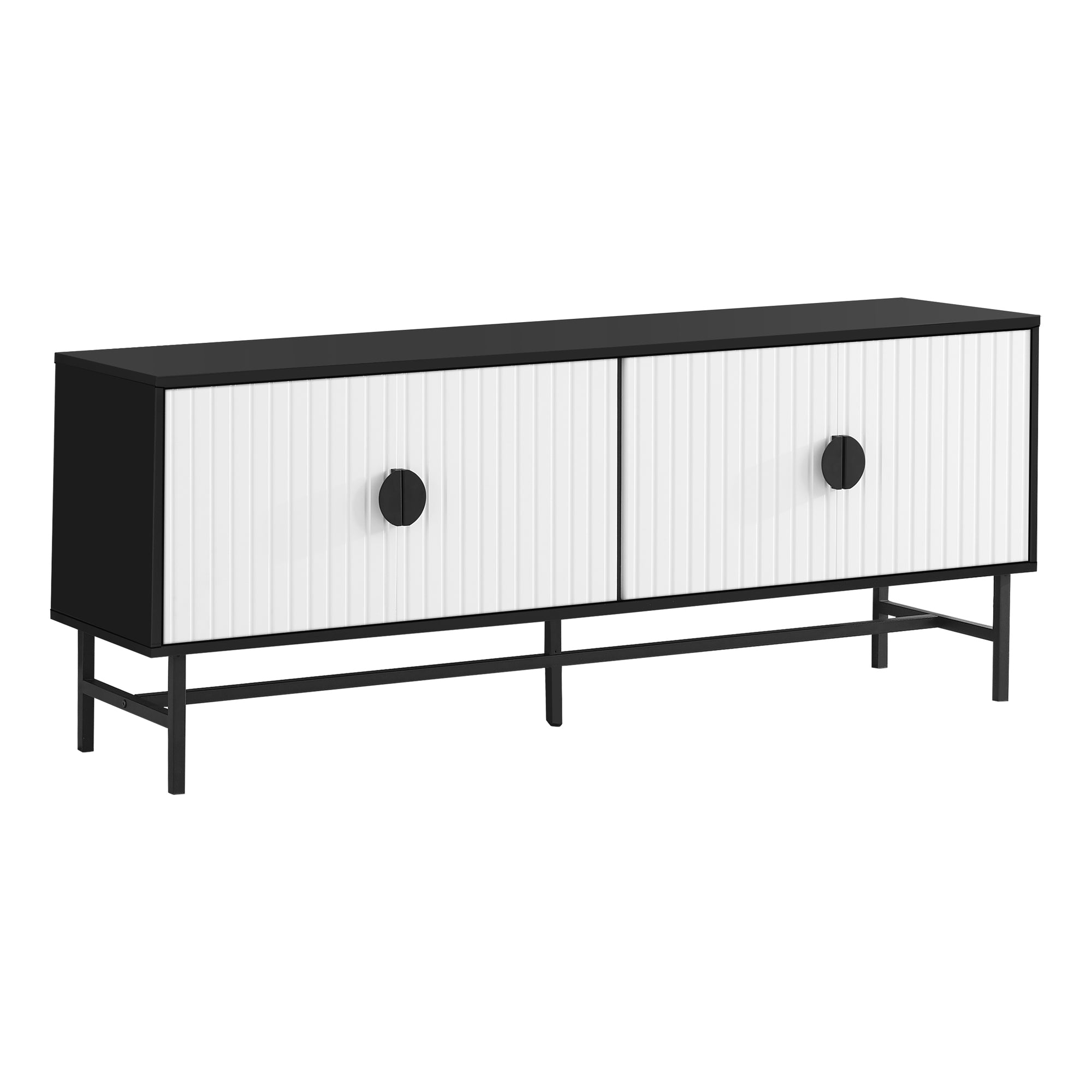 TV STAND - 60"L / BLACK WITH BLACK METAL