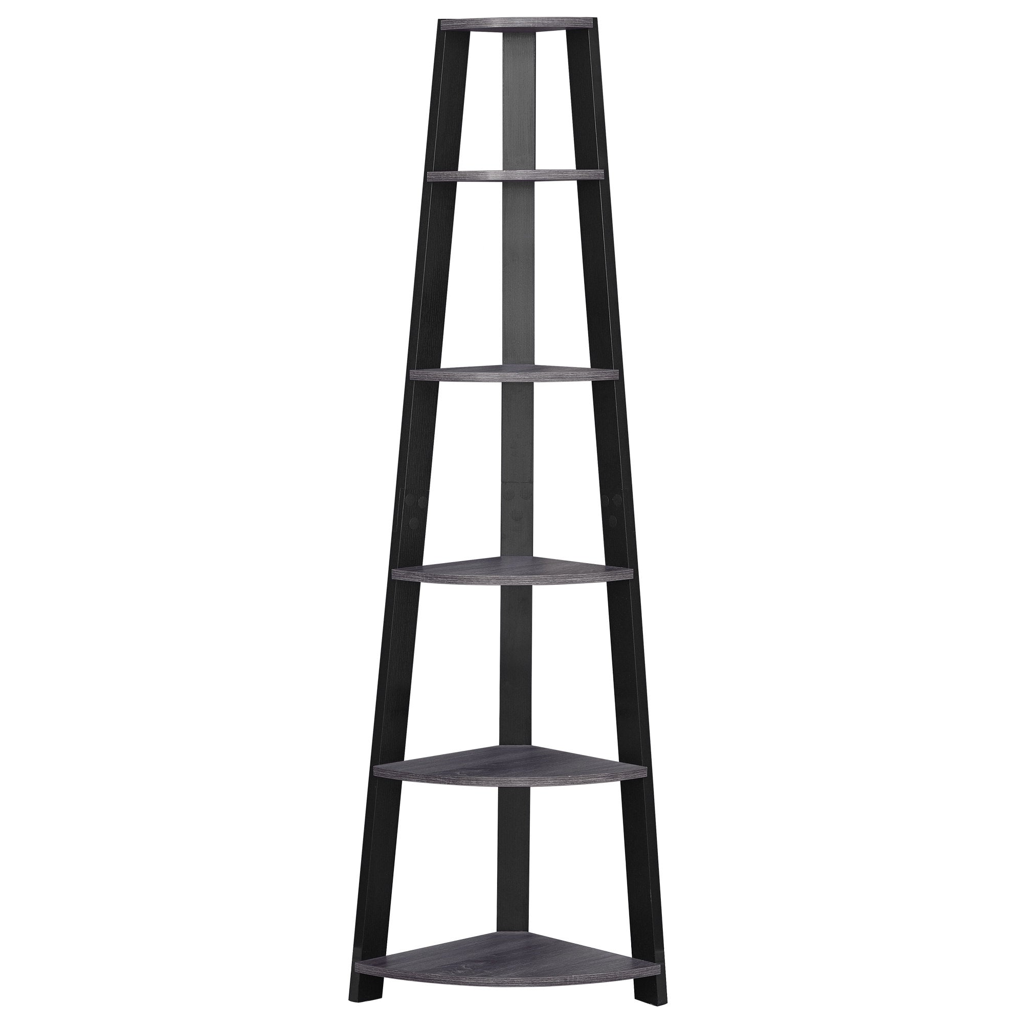 BOOKCASE - 72""H / INDUSTRIAL GREY CORNER ACCENT ETAGERE
