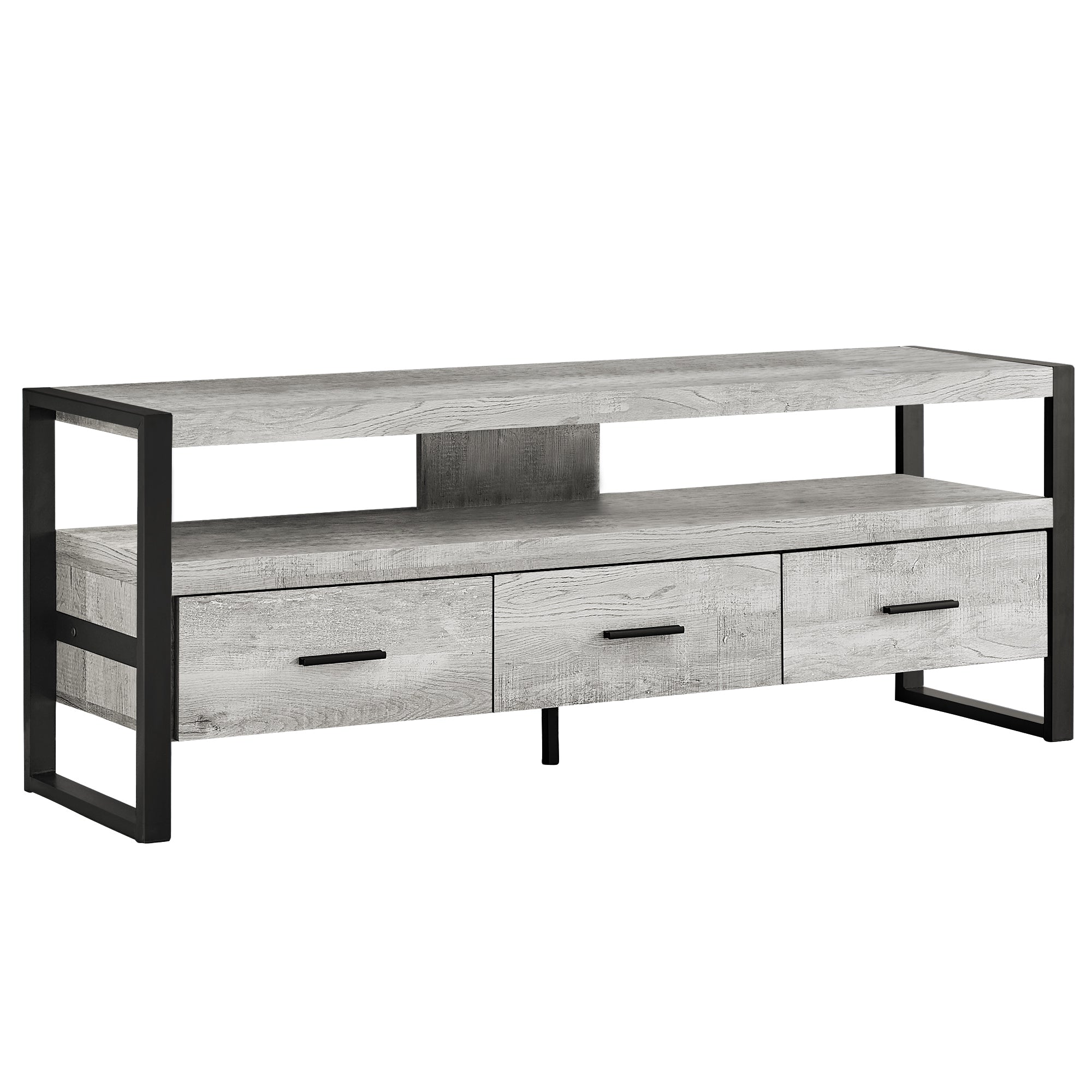 TV STAND - 60"L / BROWN RECLAIMED WOOD-LOOK / 3 DRAWERS
