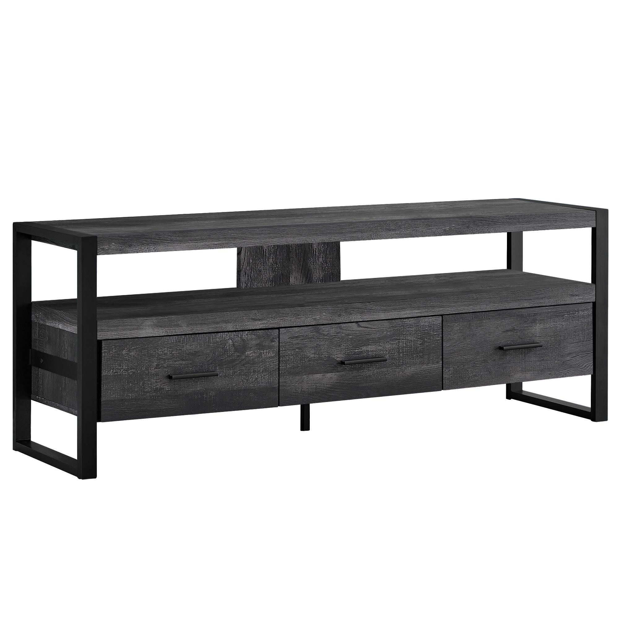 TV STAND - 60"L / BROWN RECLAIMED WOOD-LOOK / 3 DRAWERS