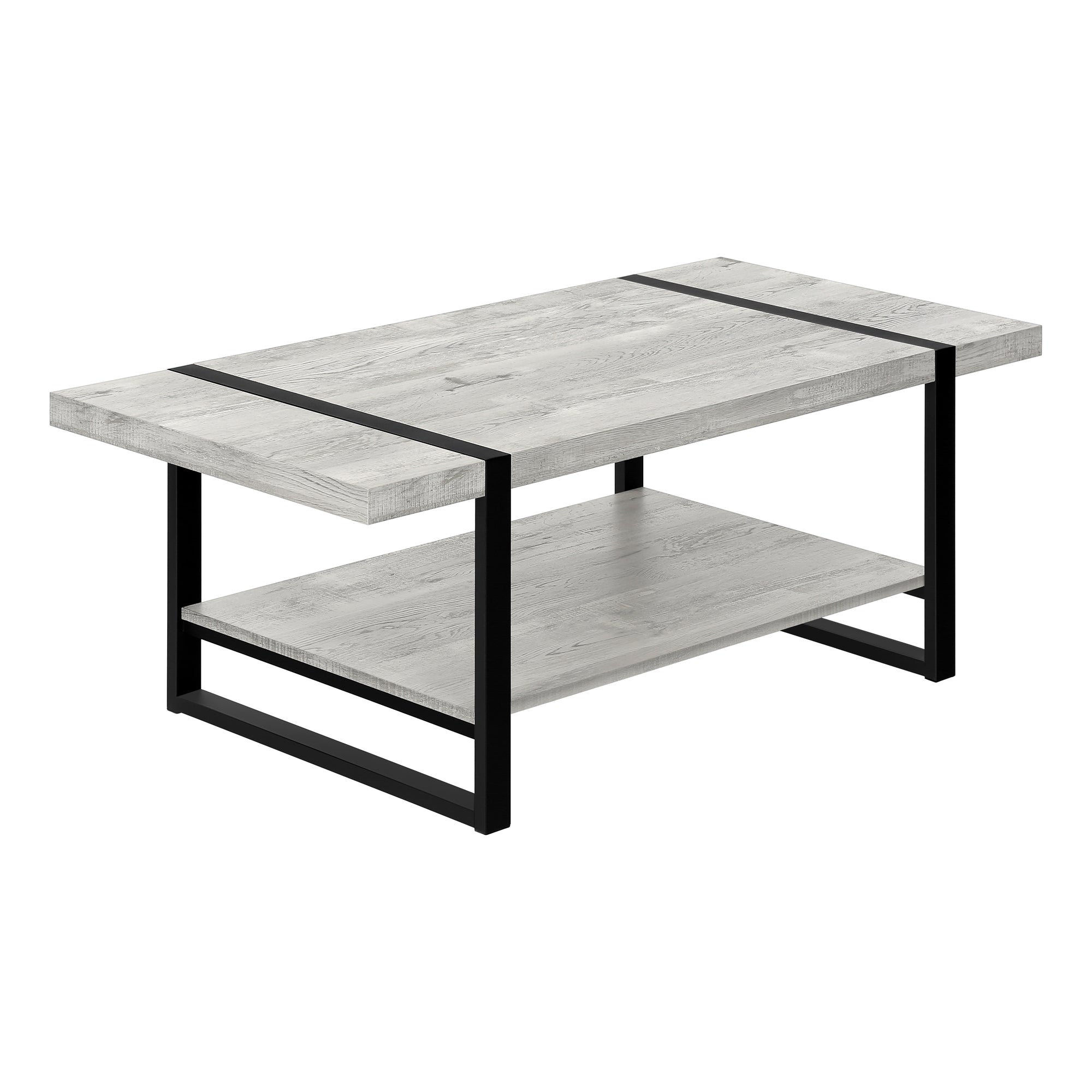 TABLE BASSE - ASPECT BOIS RÉCUPÉRÉ MARRON / MÉTAL NOIR
