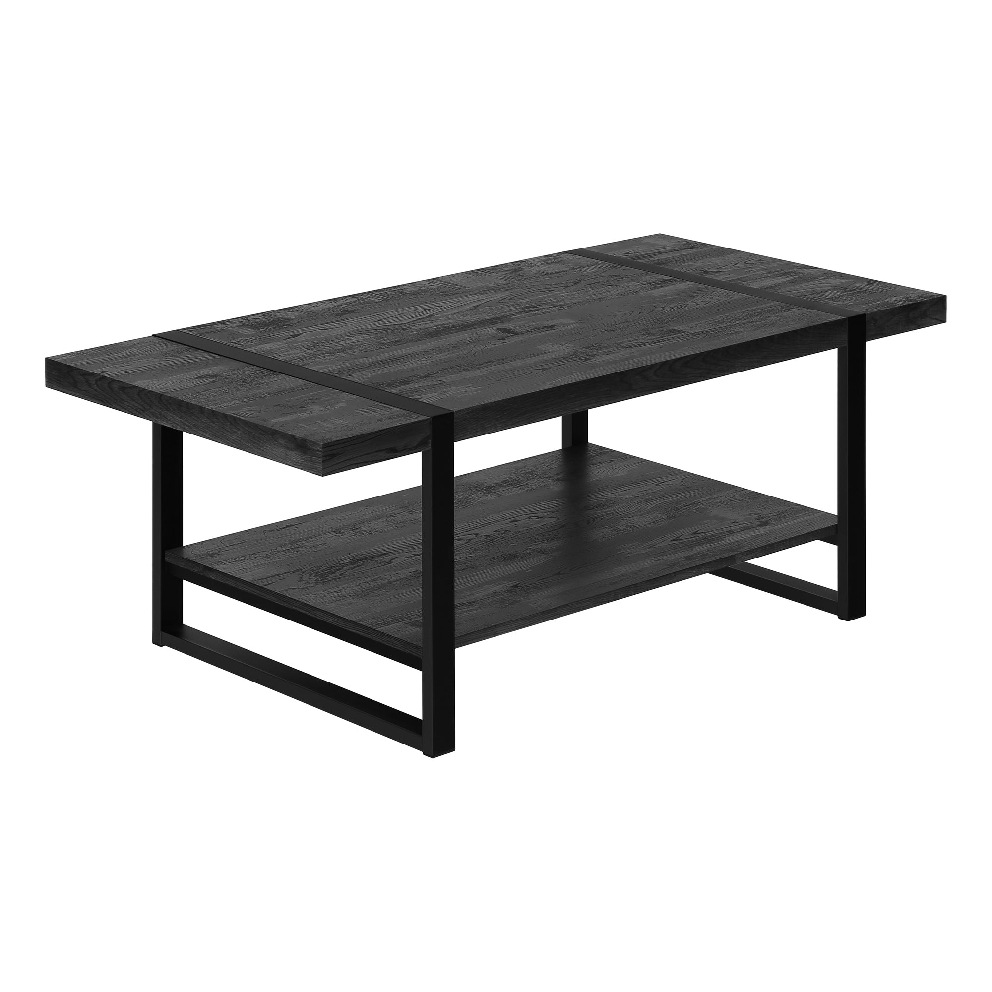 TABLE BASSE - ASPECT BOIS RÉCUPÉRÉ MARRON / MÉTAL NOIR