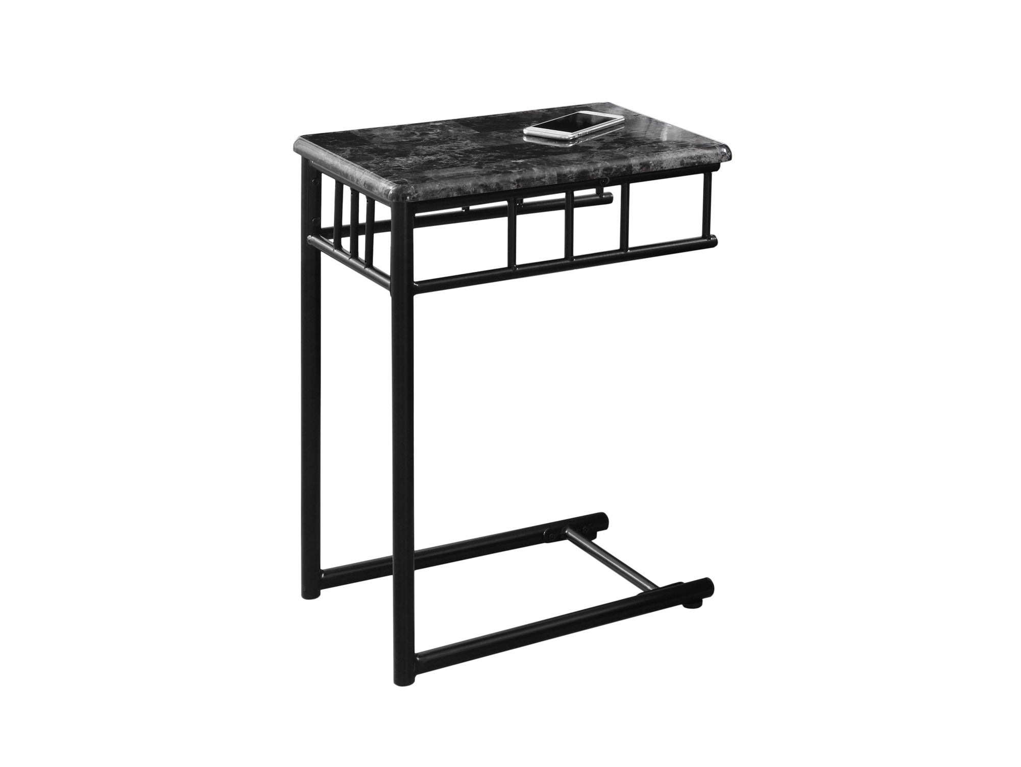 ACCENT TABLE - ESPRESSO MARBLE / BRONZE METAL