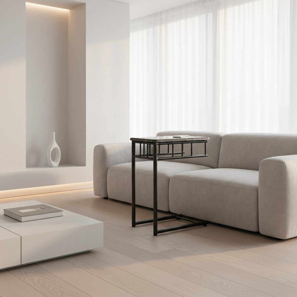 TABLE D'APPOINT - MARBRE ESPRESSO / MÉTAL BRONZE