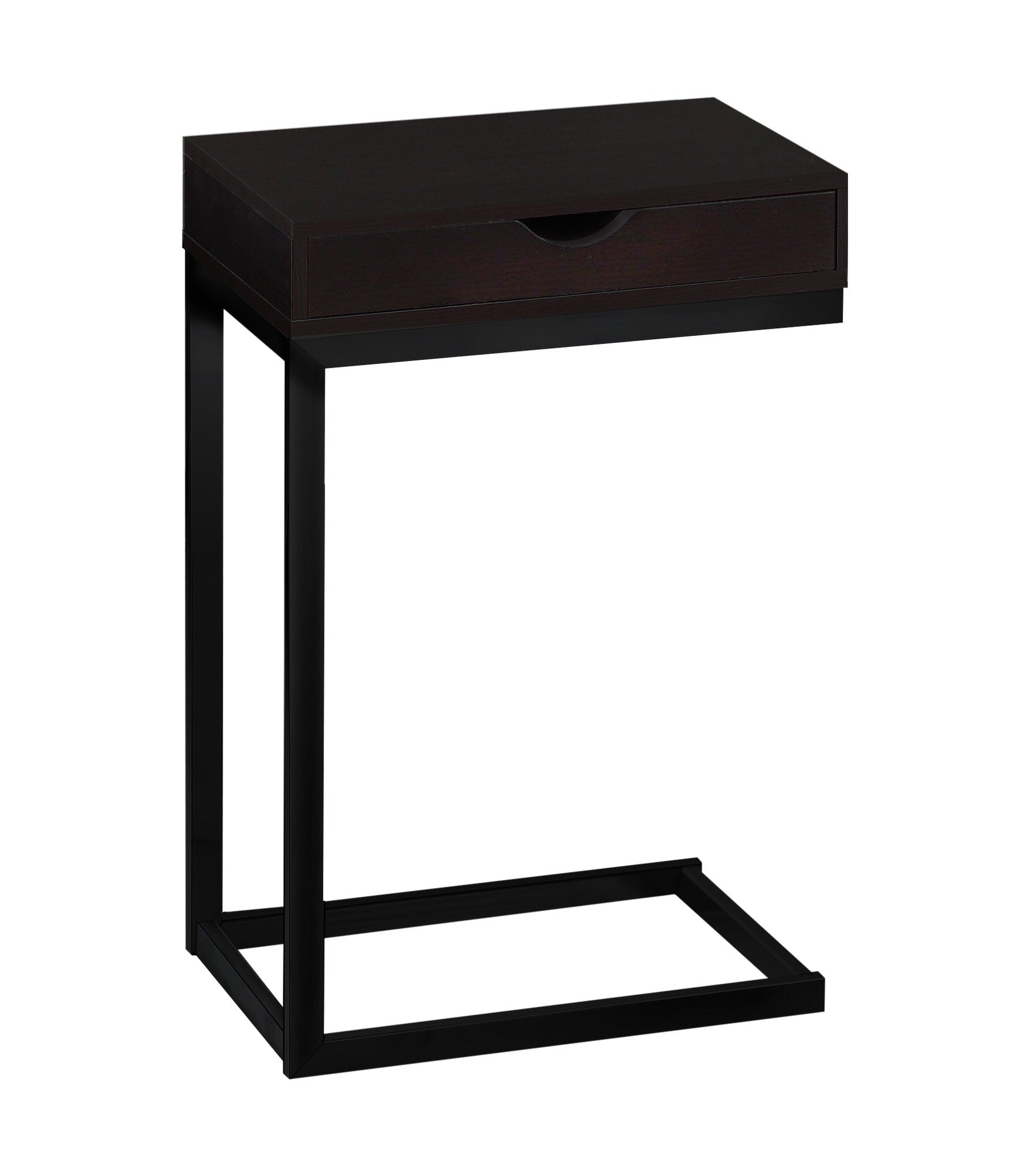 ACCENT TABLE - CHROME METAL / GLOSSY WHITE WITH A DRAWER
