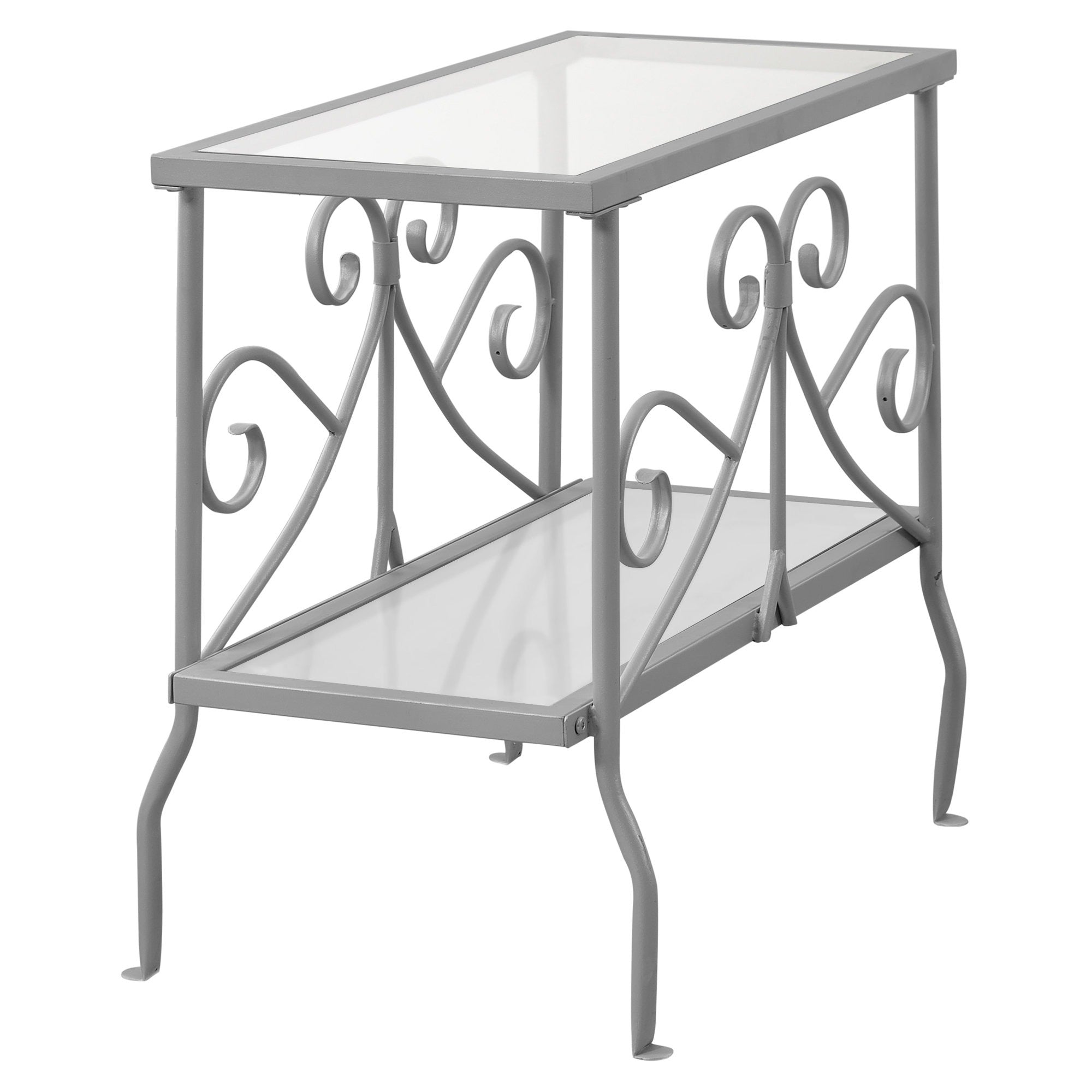 ACCENT TABLE - WHITE METAL WITH TEMPERED GLASS