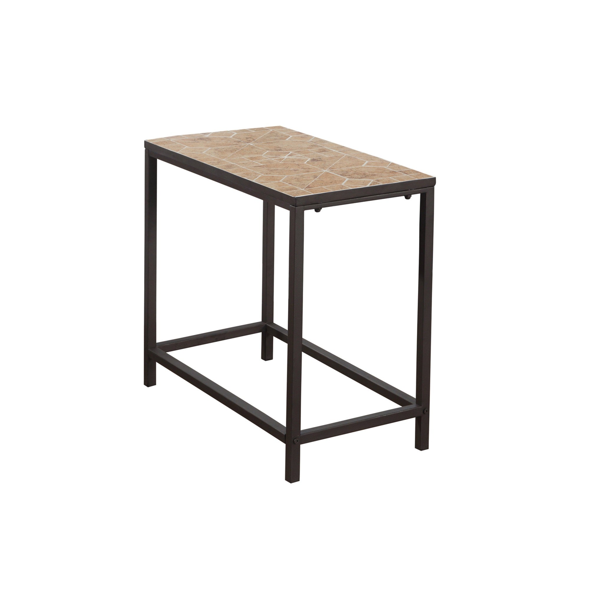 ACCENT TABLE - GREY / BLUE TILE TOP / HAMMERED SILVER