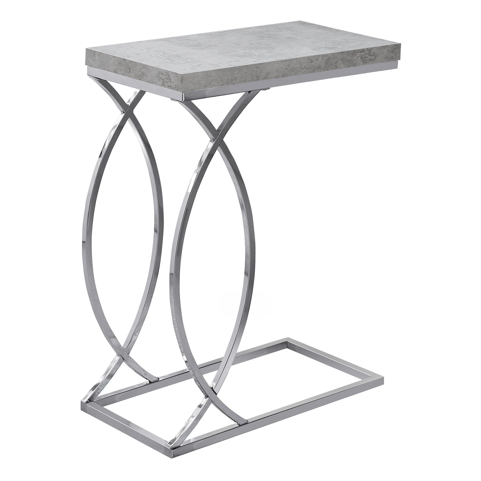TABLE D'APPOINT - BLANC BRILLANT AVEC MÉTAL CHROME