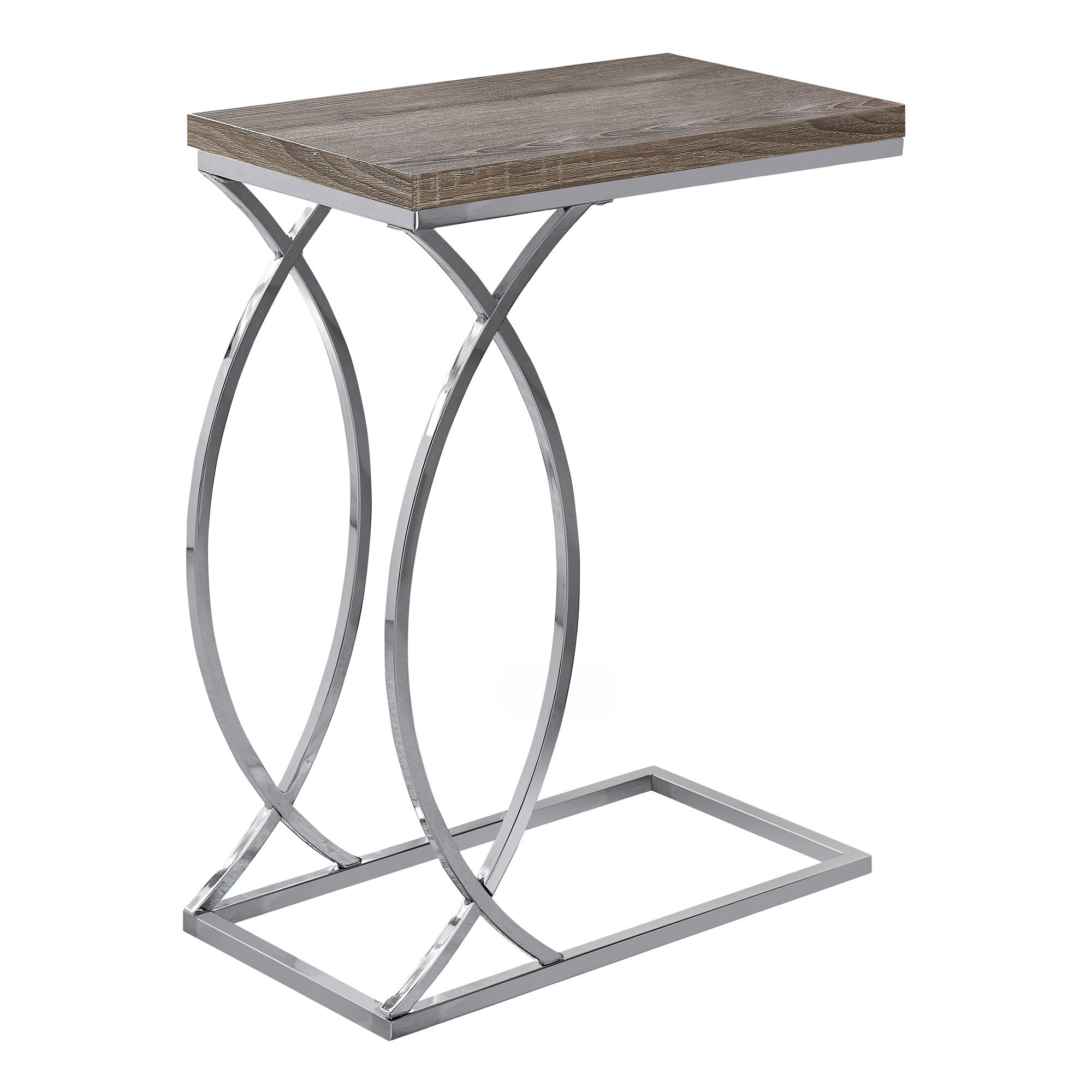 ACCENT TABLE - GLOSSY WHITE WITH CHROME METAL