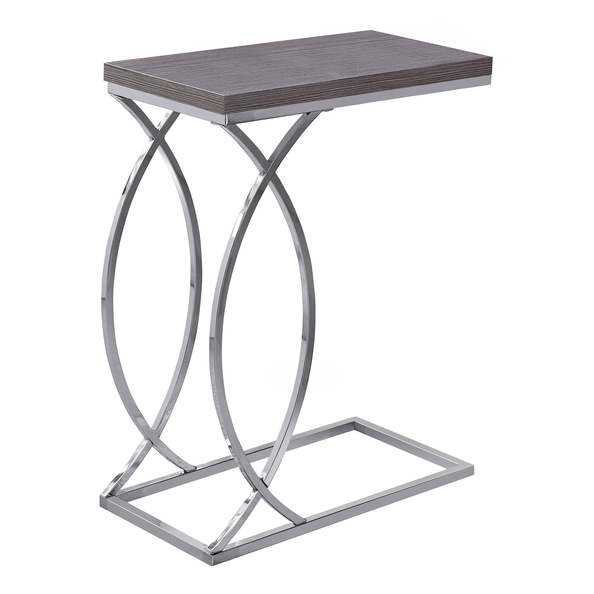 ACCENT TABLE - GLOSSY WHITE WITH CHROME METAL