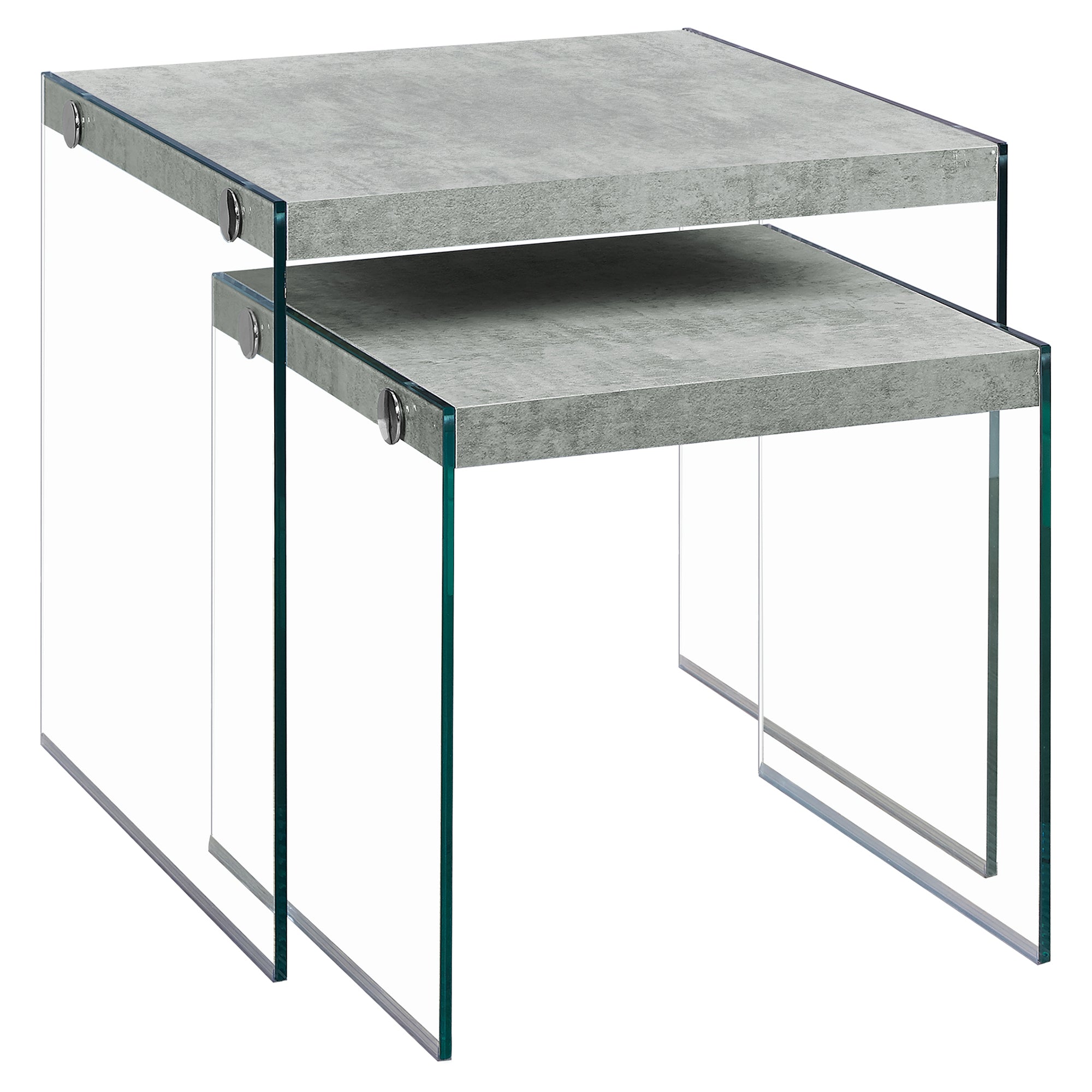 NESTING TABLE - 2PCS SET / DARK TAUPE / TEMPERED GLASS