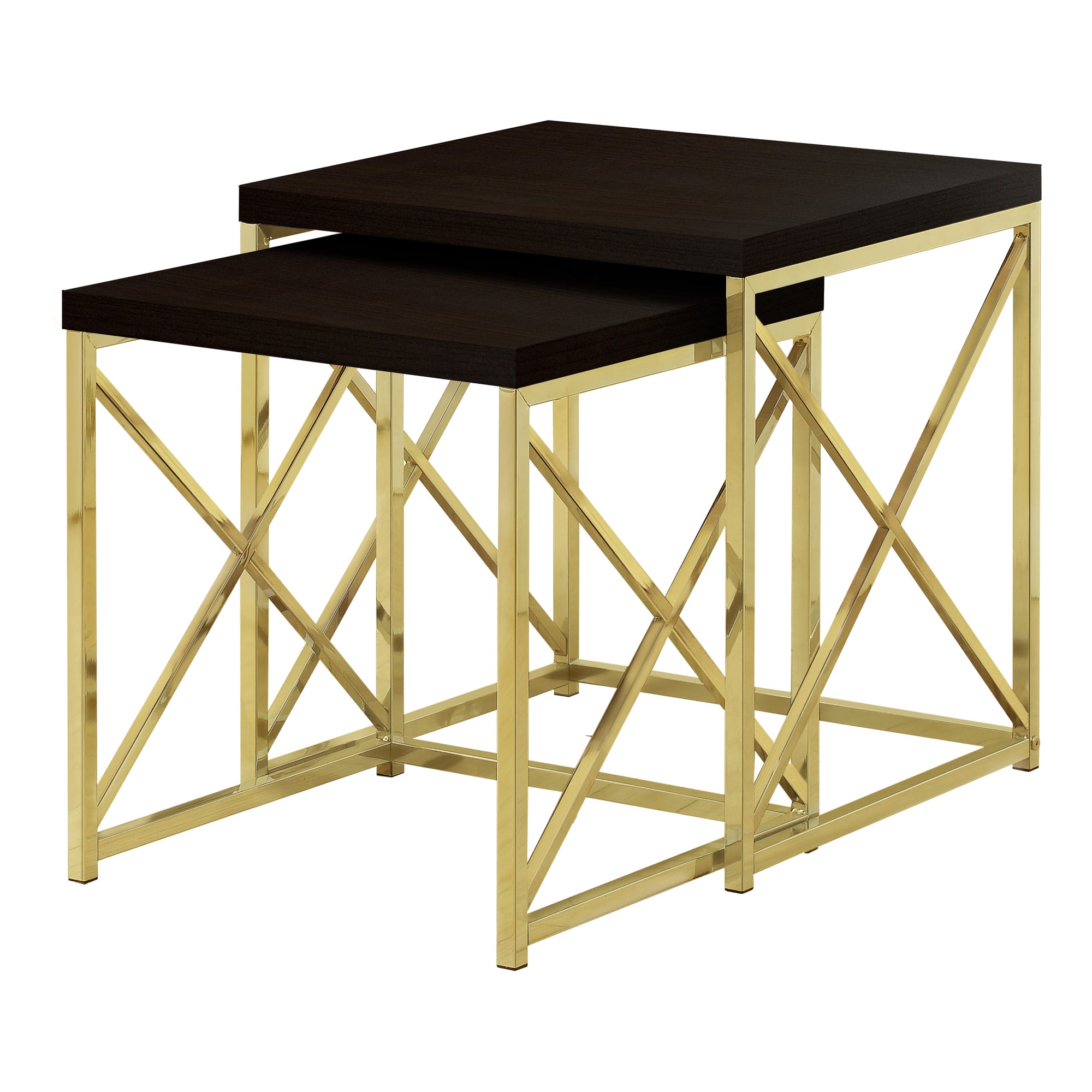 NESTING TABLE - 2PCS SET / GLOSSY WHITE / CHROME METAL