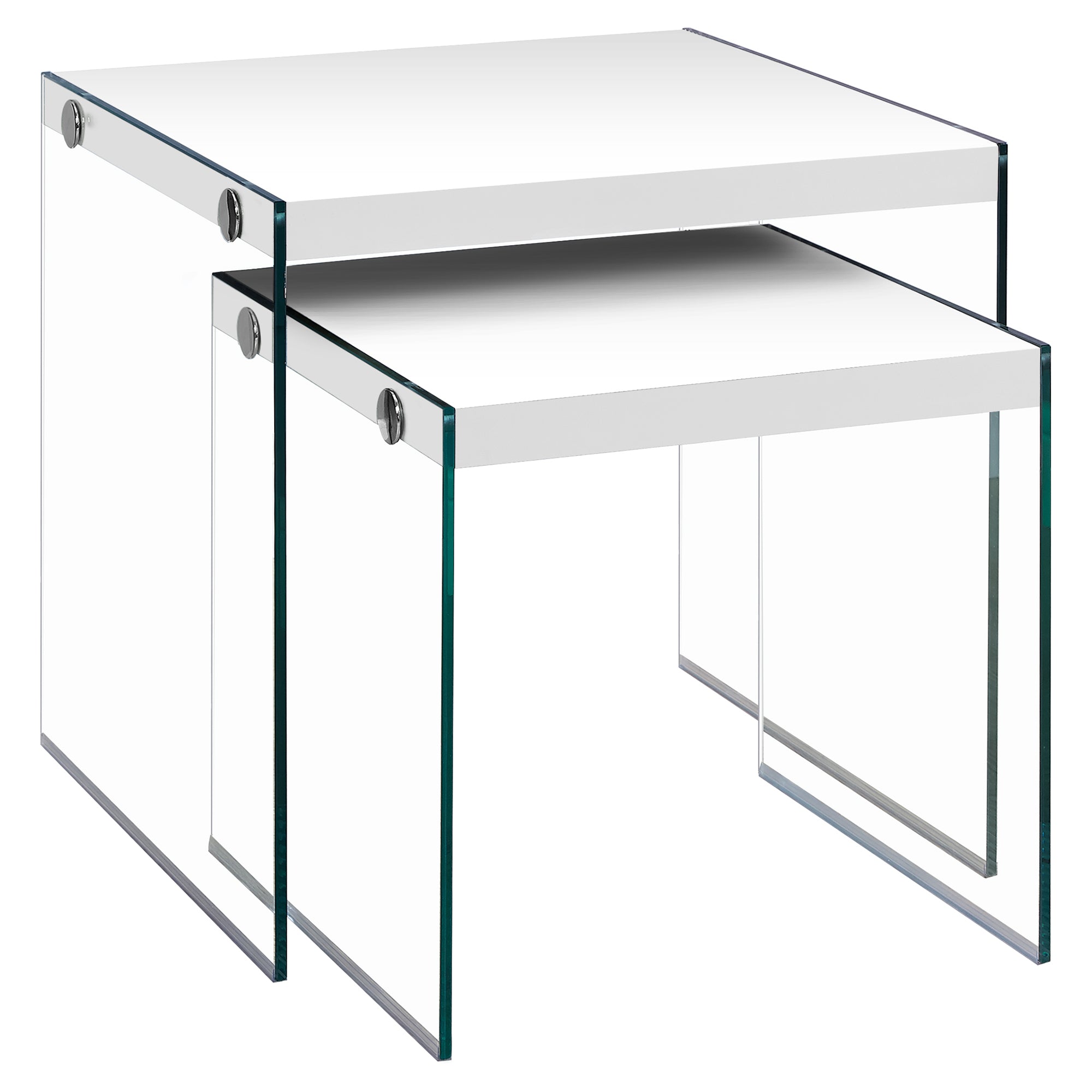 NESTING TABLE - 2PCS SET / DARK TAUPE / TEMPERED GLASS