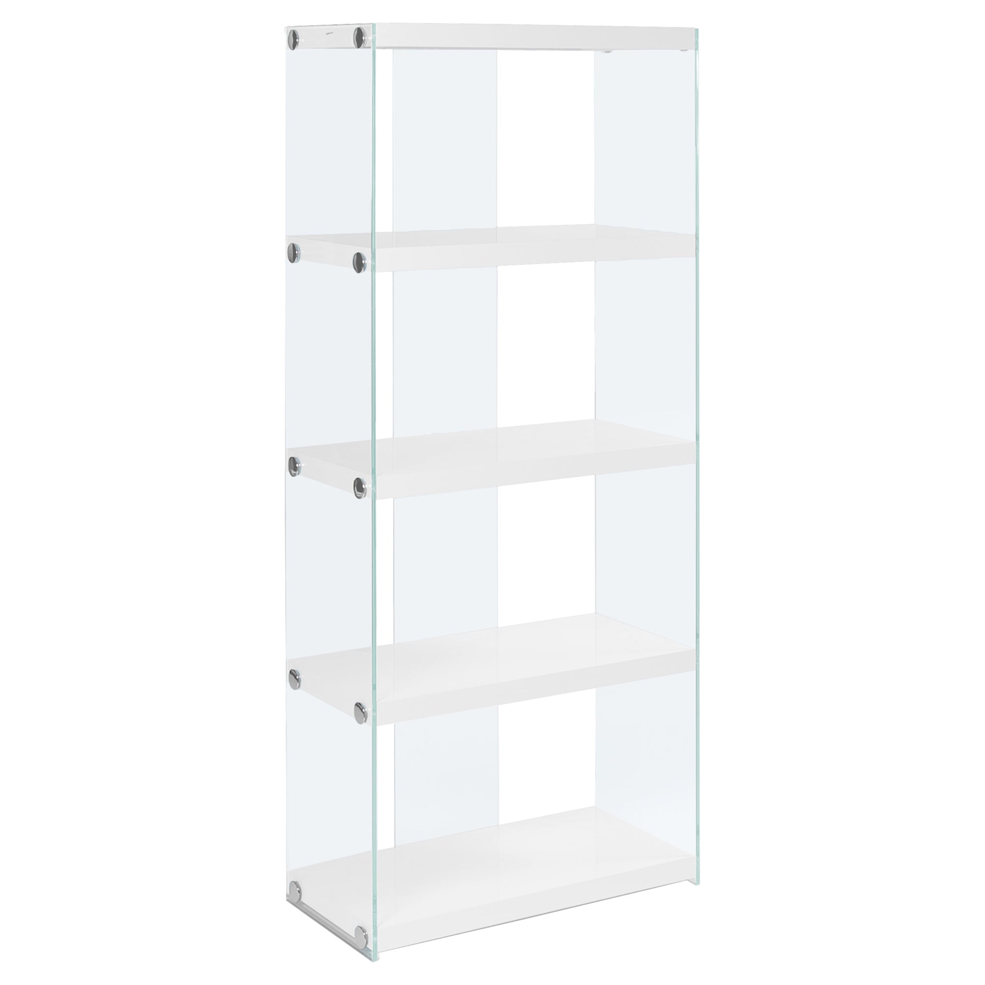 BOOKCASE - 60"H / DARK TAUPE WITH TEMPERED GLASS